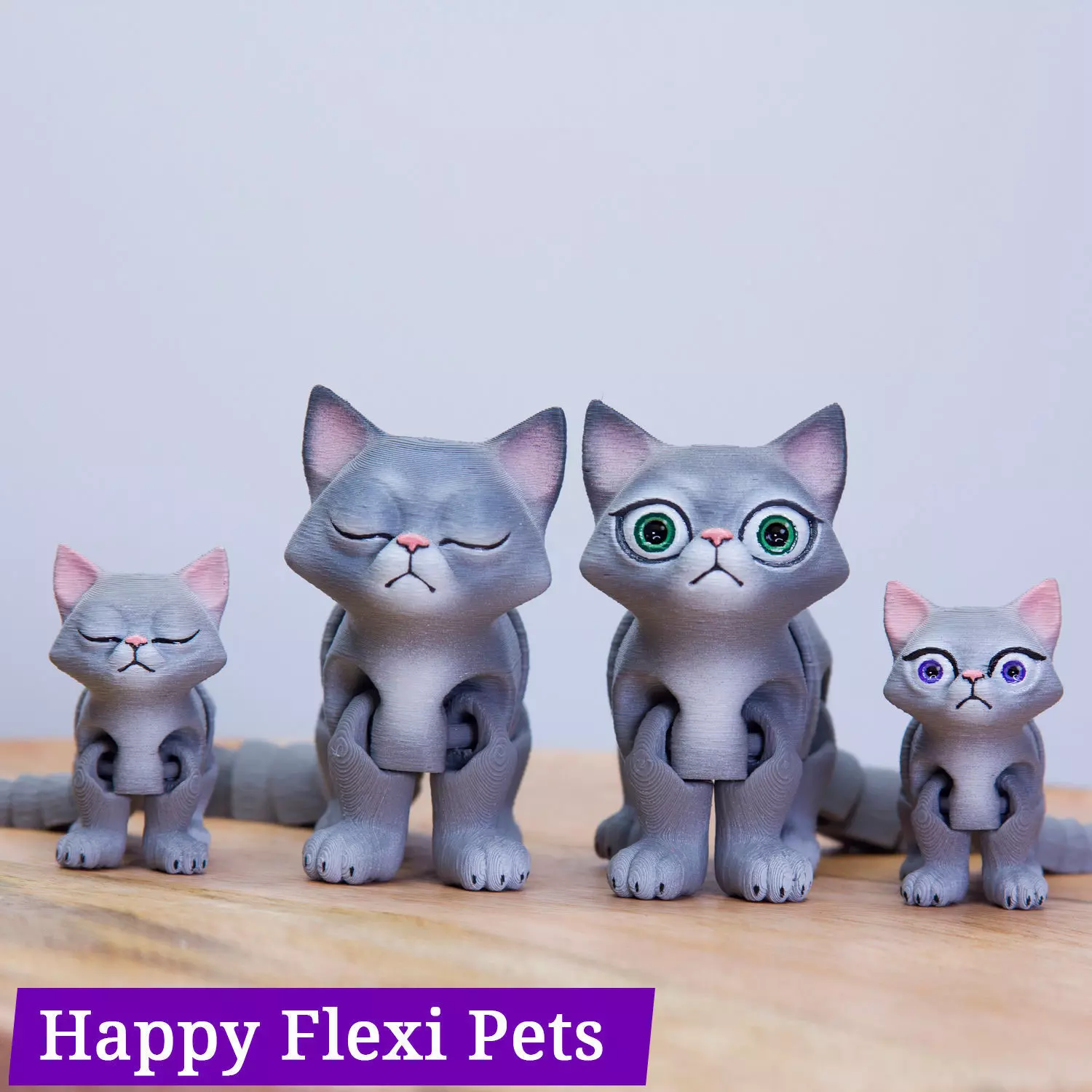 Busya the articulated print in place toy cat 3D print model