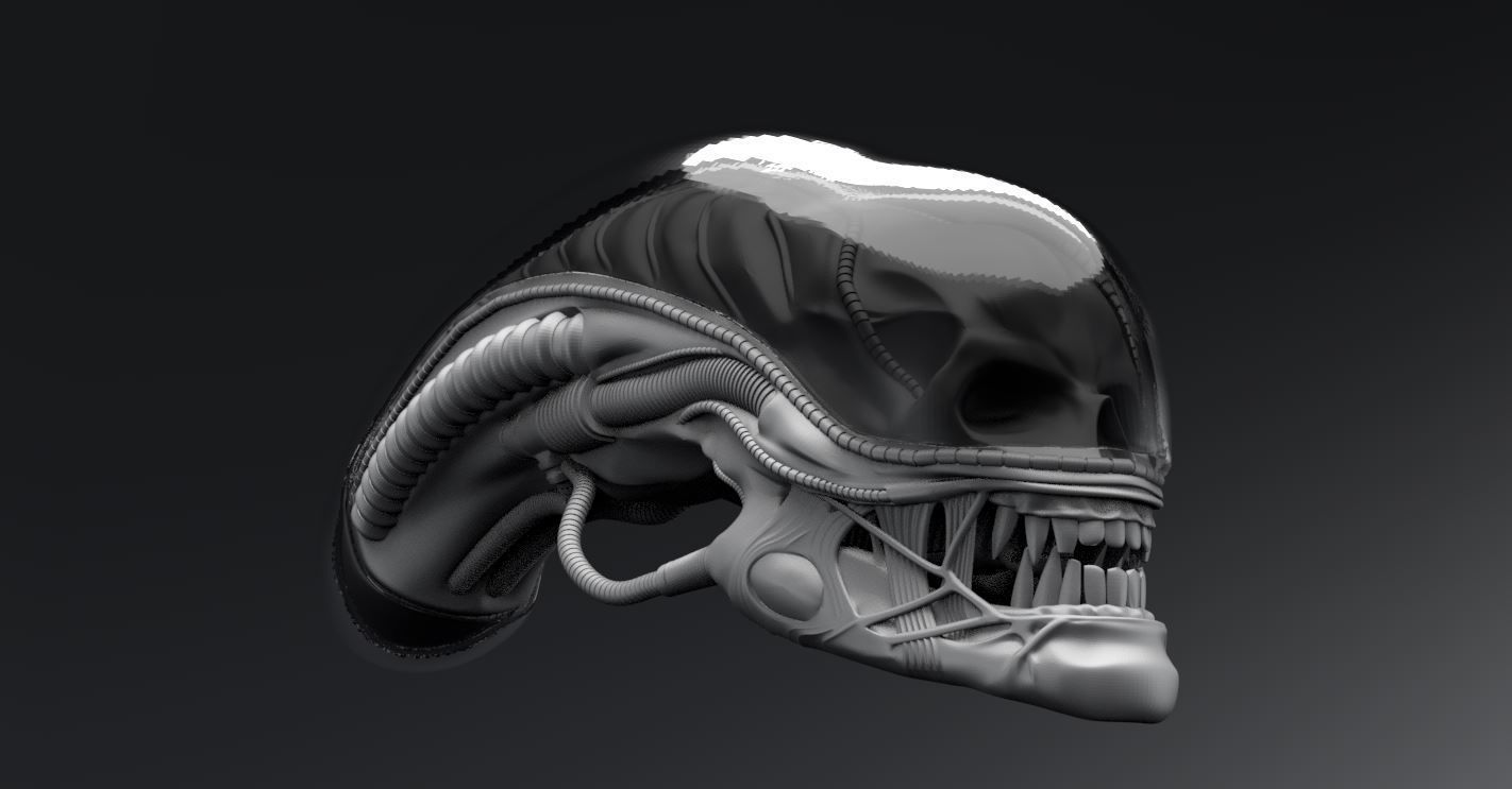 Xenomorph Head Scale model  3D print model_4