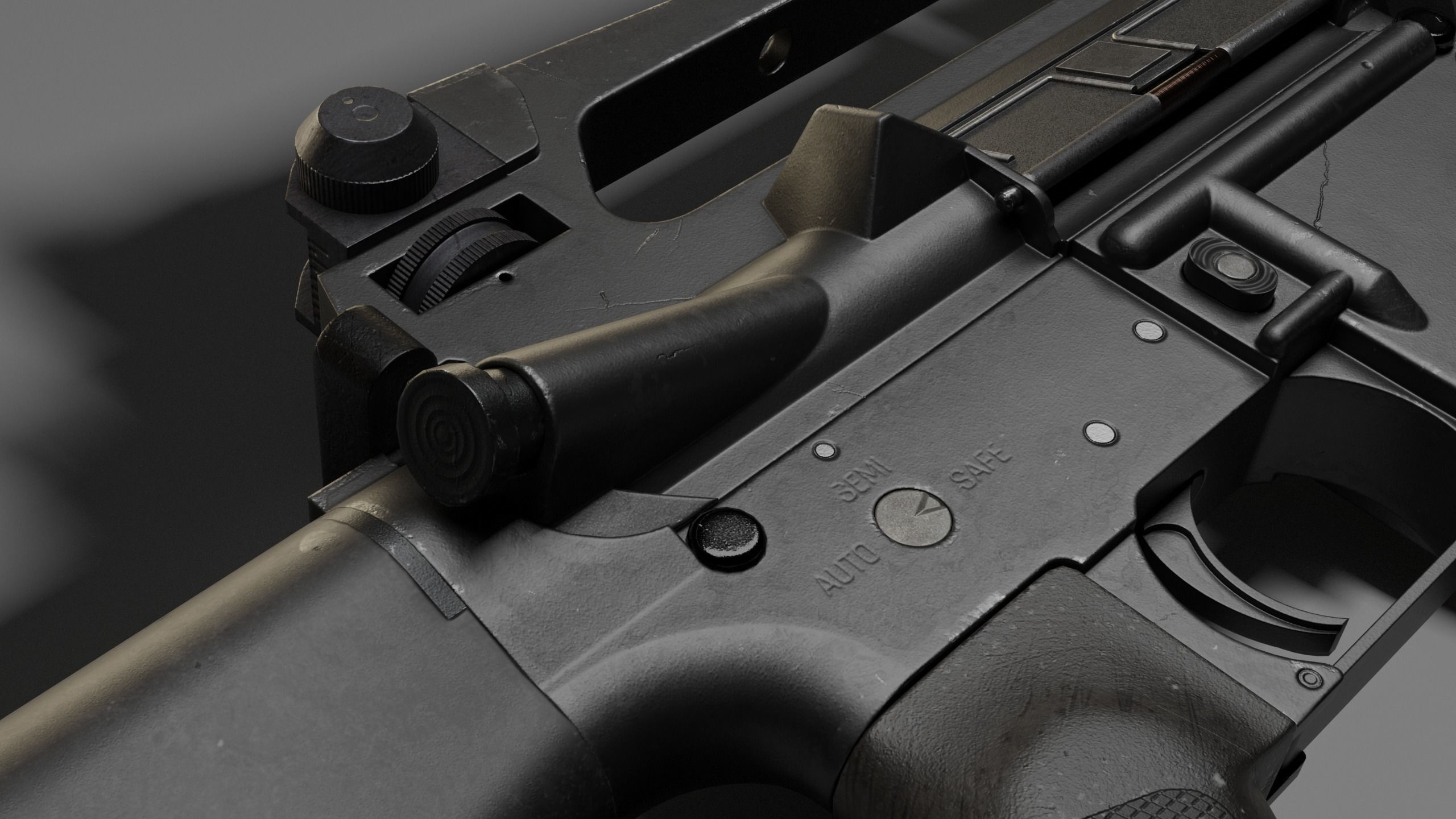 M16A2 Service Rifle Low-poly 3D model_4