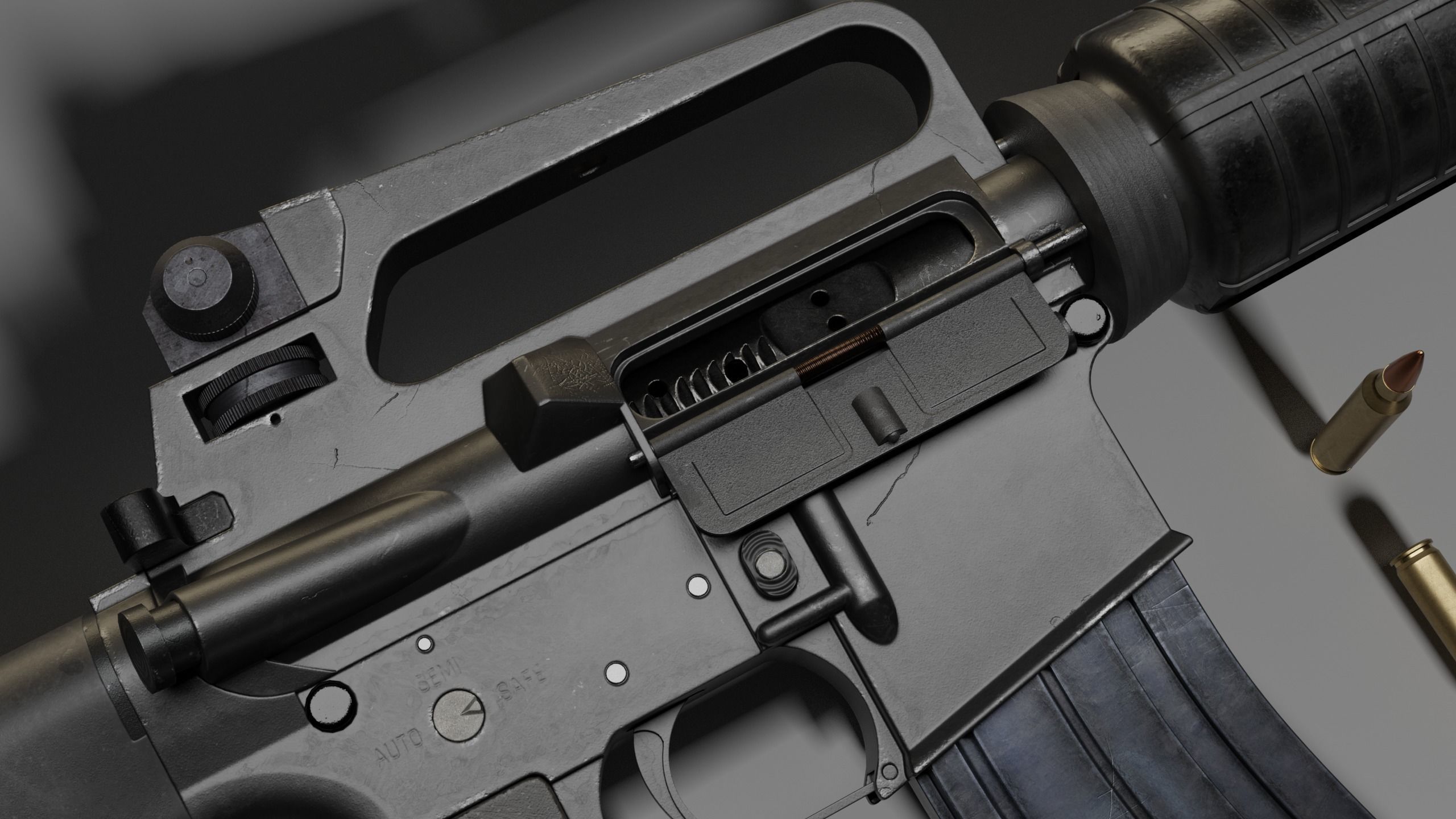 M16A2 Service Rifle Low-poly 3D model_5