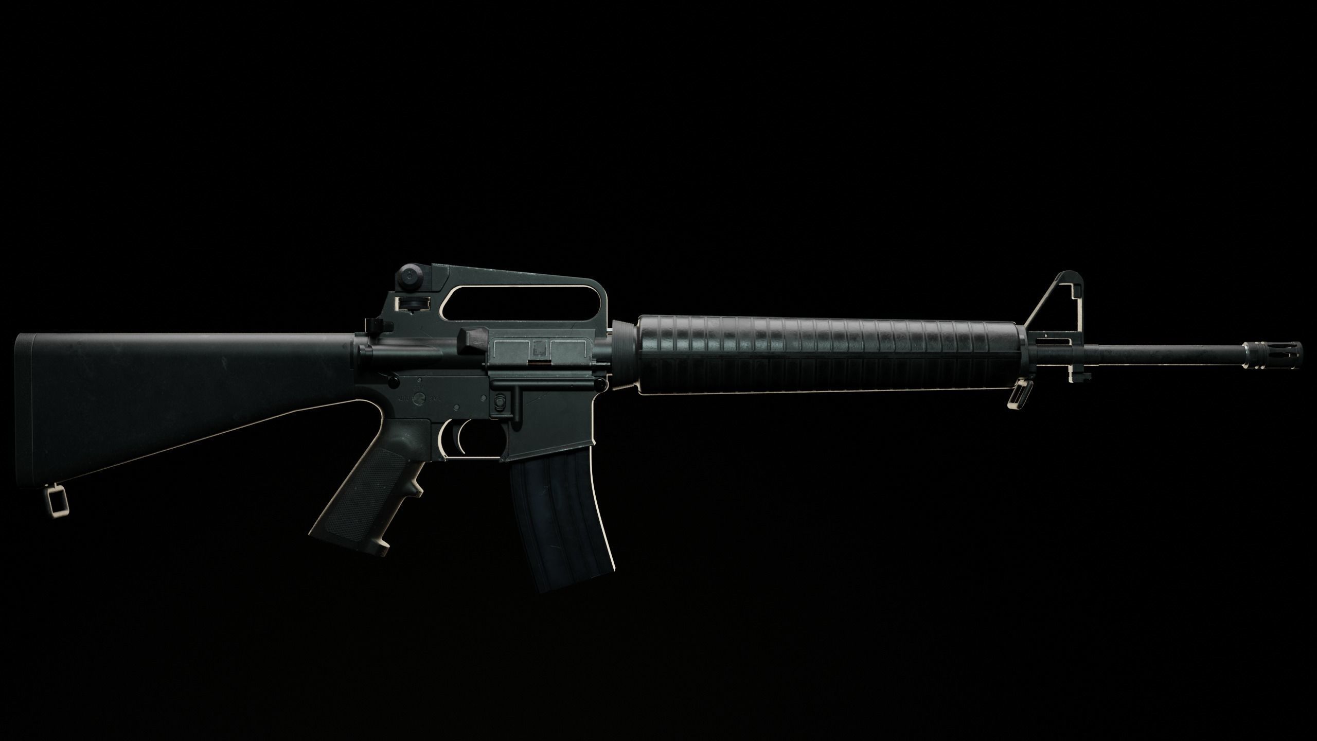 M16A2 Service Rifle Low-poly 3D model_3