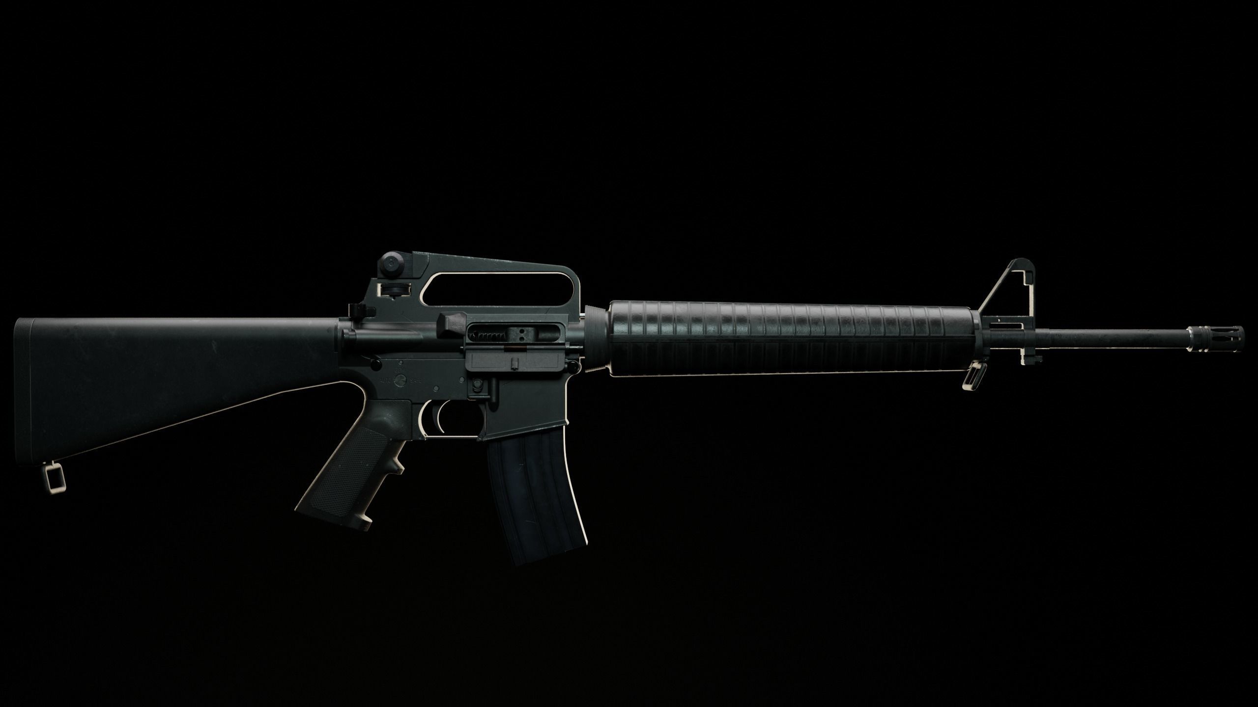 M16A2 Service Rifle Low-poly 3D model_2