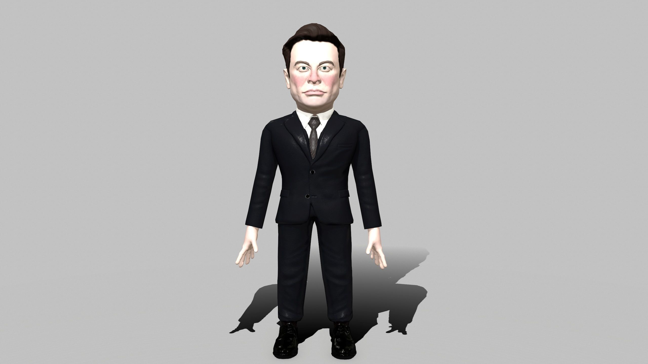 Elon Musk 3D caricature Low-poly 3D model_2