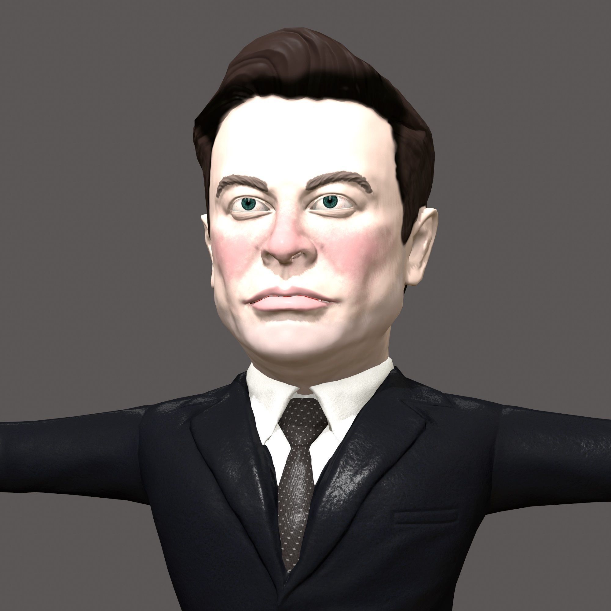 Elon Musk 3D caricature Low-poly 3D model_9