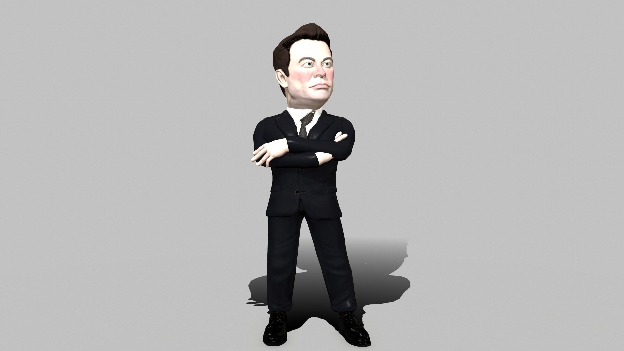 Elon Musk 3D caricature Low-poly 3D model_10