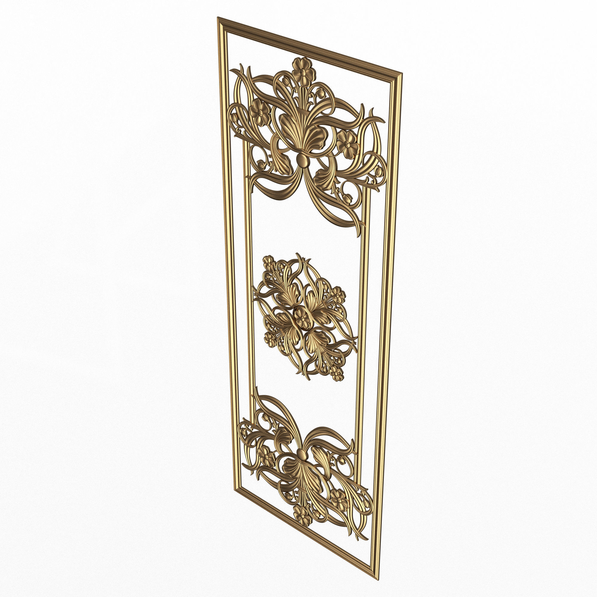 Boiserie Carved Decoration Panel 012 Low-poly 3D model_4