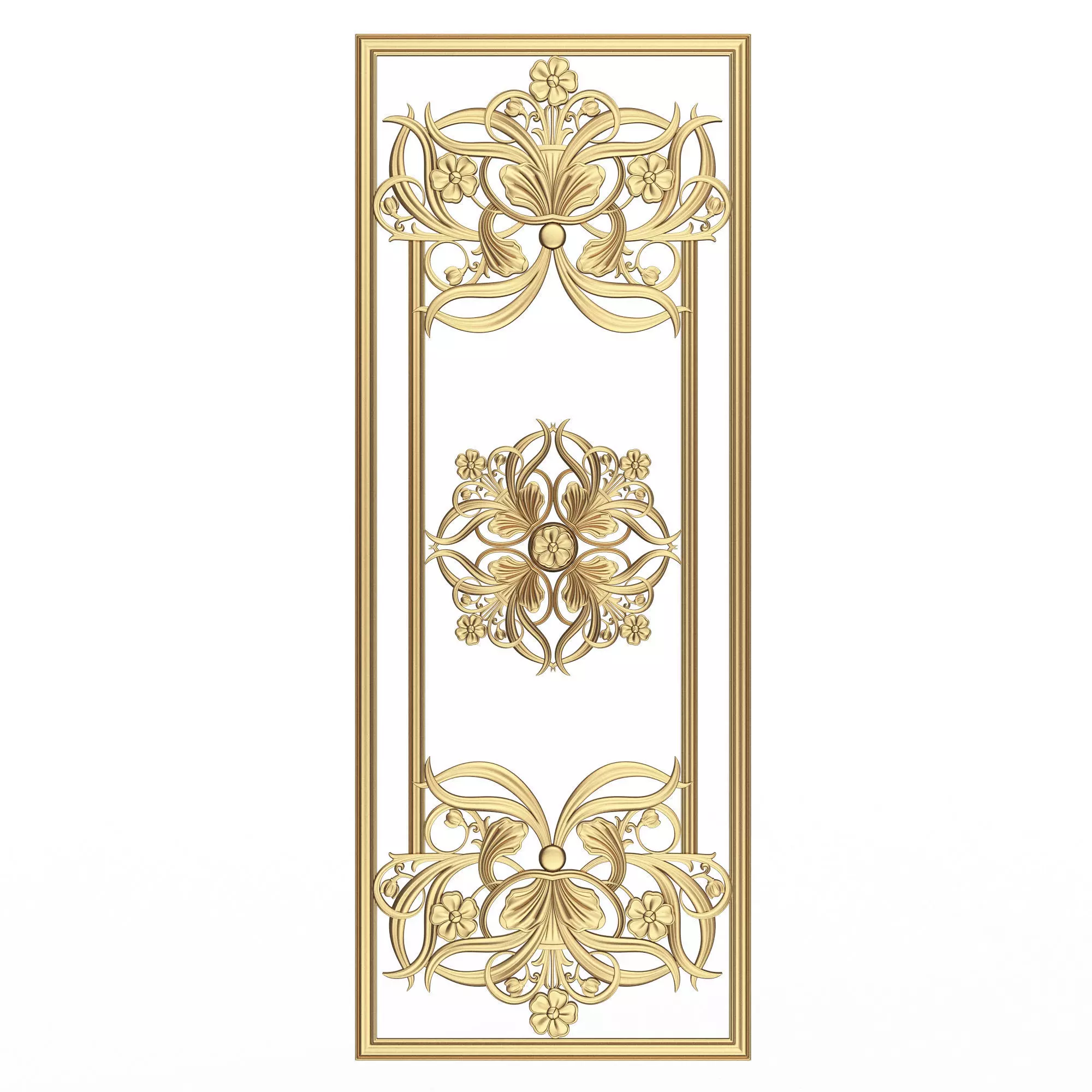 Boiserie Carved Decoration Panel 012 Low-poly 3D model_0