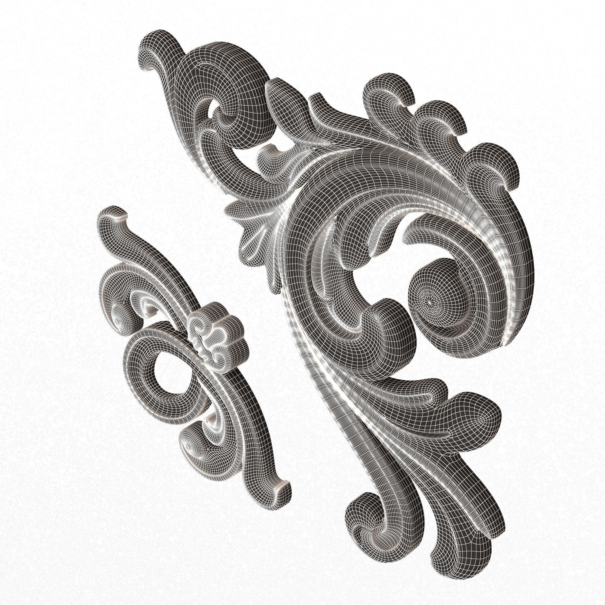 Corner Carved Plaster Molding Decoration 025 Low-poly 3D model_10