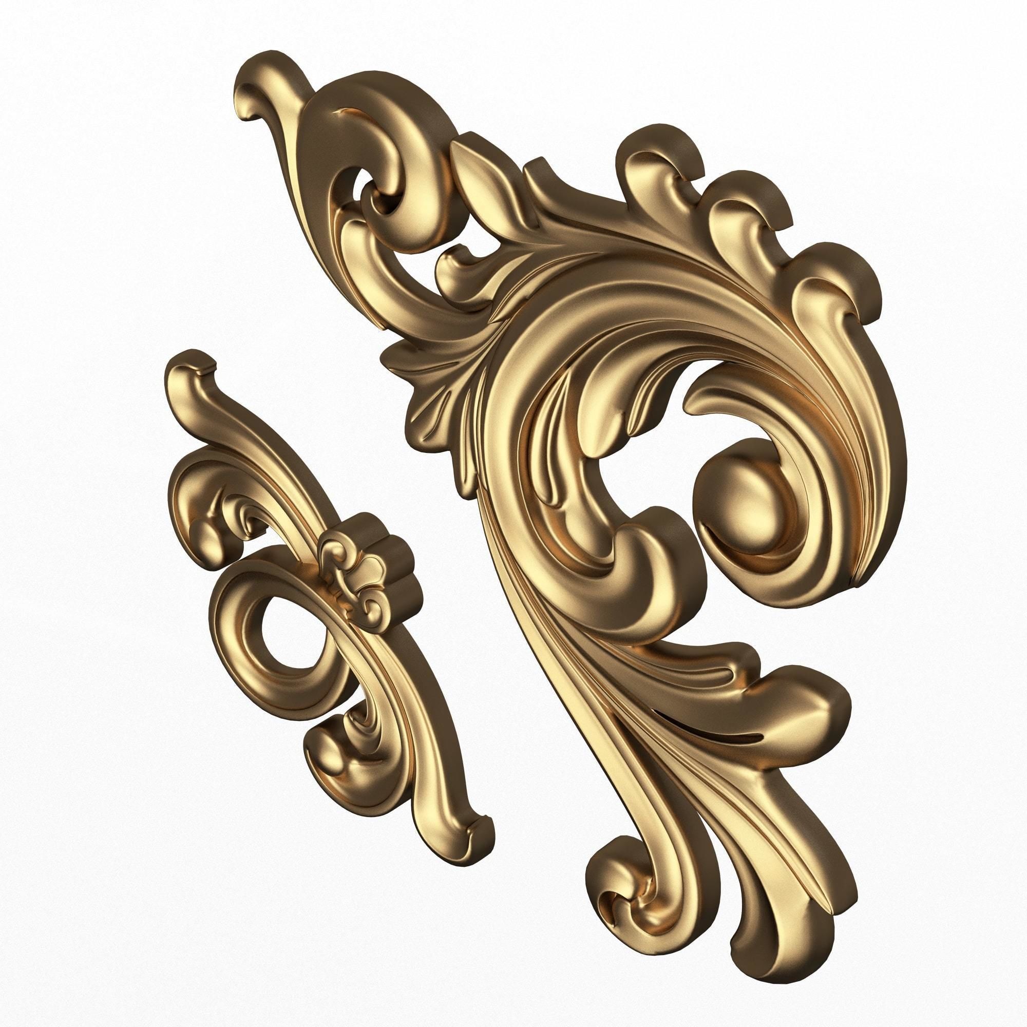 Corner Carved Plaster Molding Decoration 025 Low-poly 3D model_4