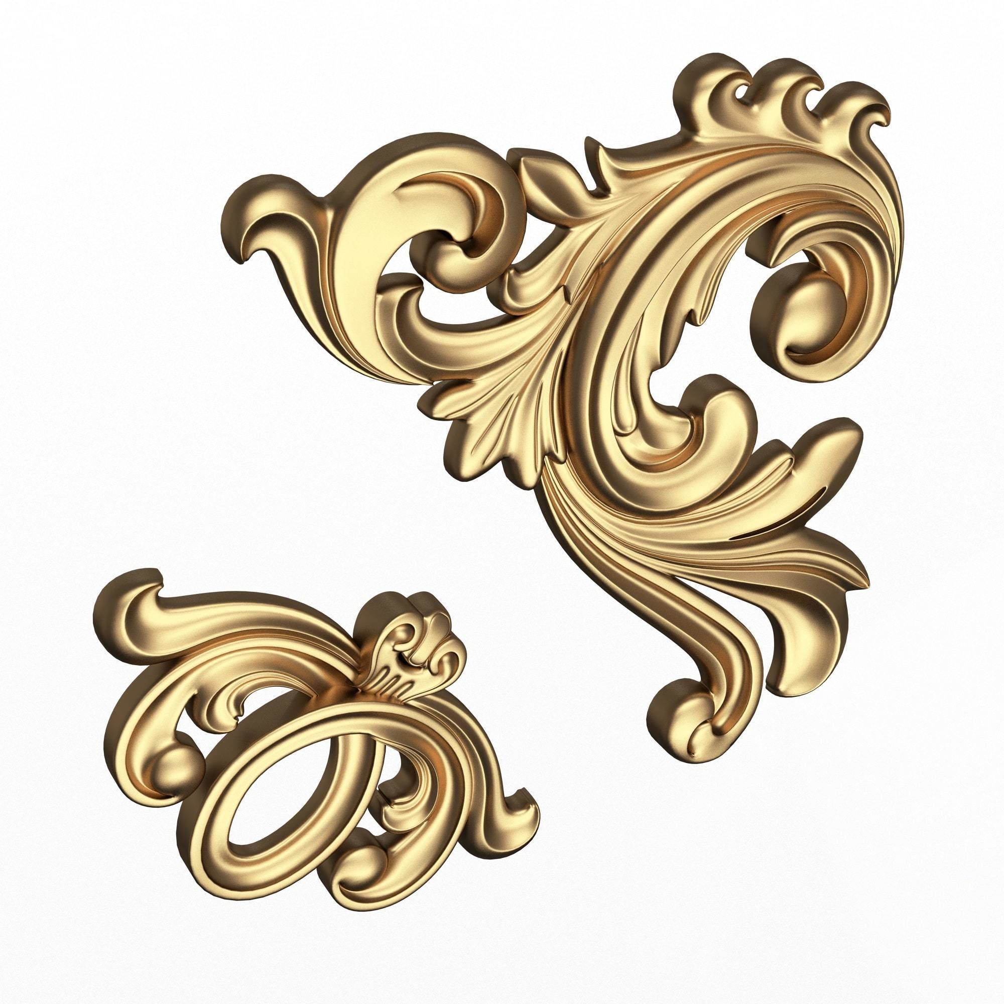 Corner Carved Plaster Molding Decoration 025 Low-poly 3D model_1