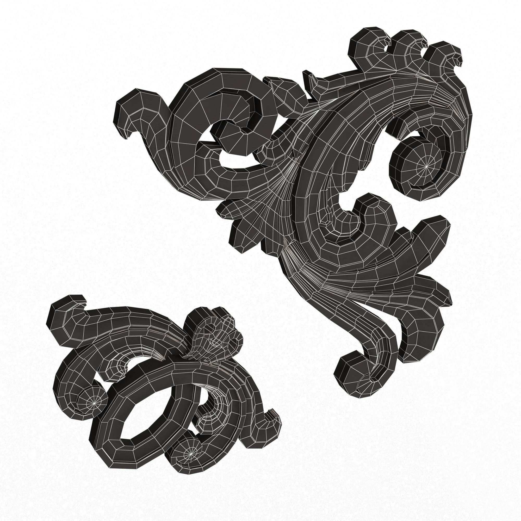 Corner Carved Plaster Molding Decoration 025 Low-poly 3D model_13