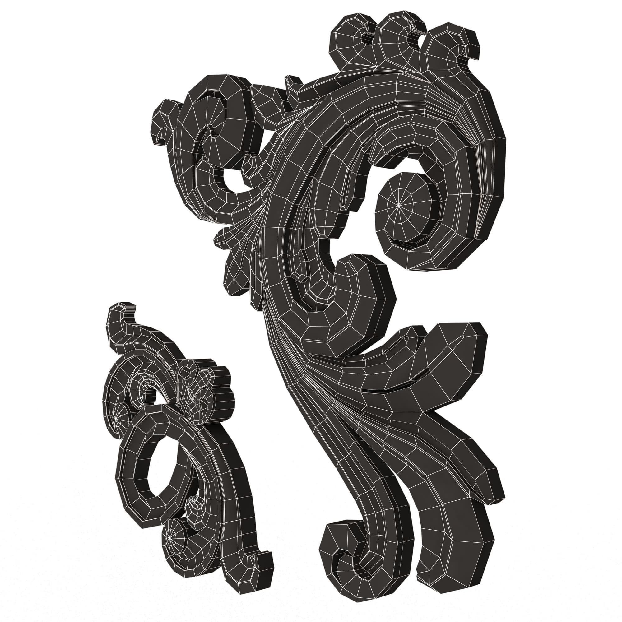 Corner Carved Plaster Molding Decoration 025 Low-poly 3D model_14