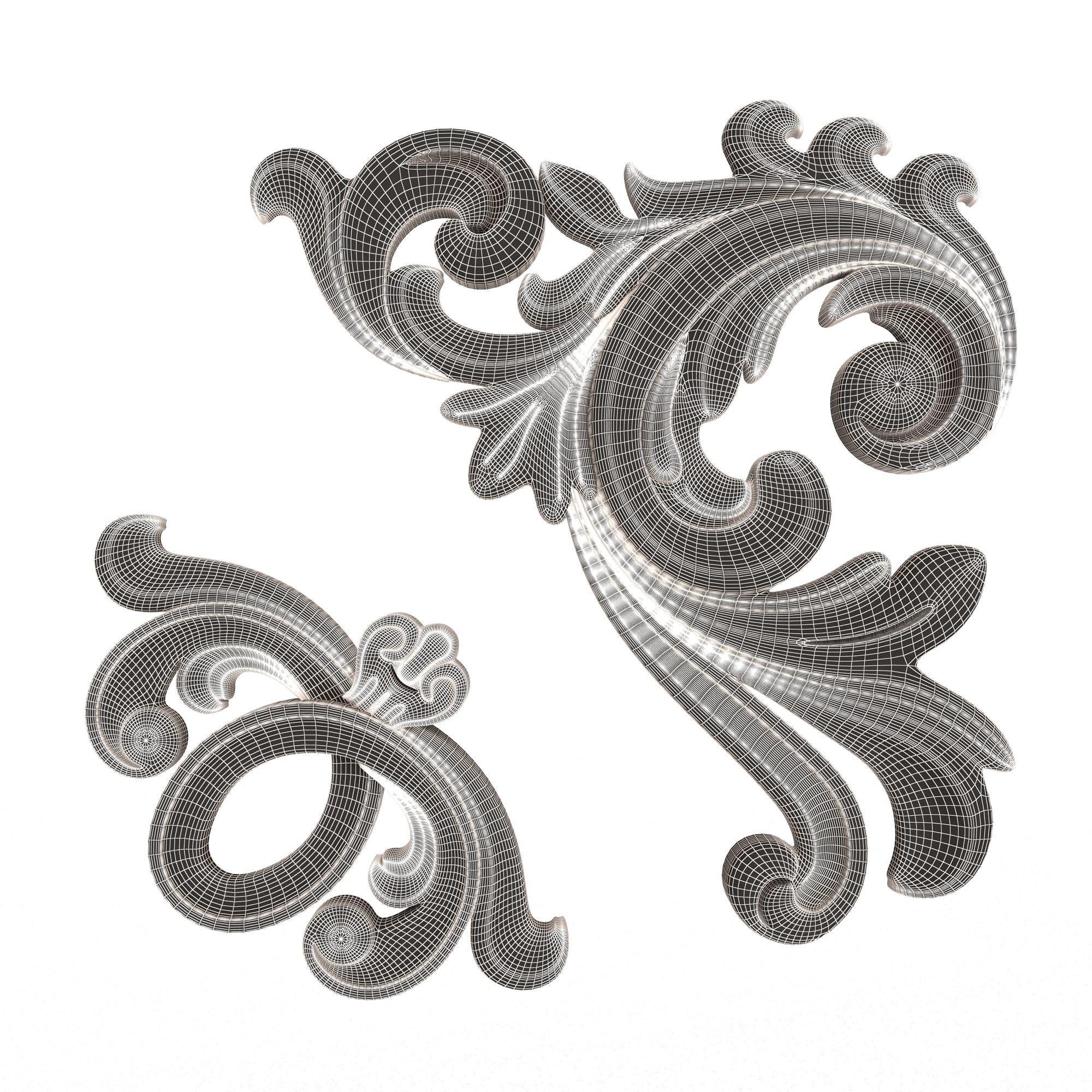 Corner Carved Plaster Molding Decoration 025 Low-poly 3D model_6