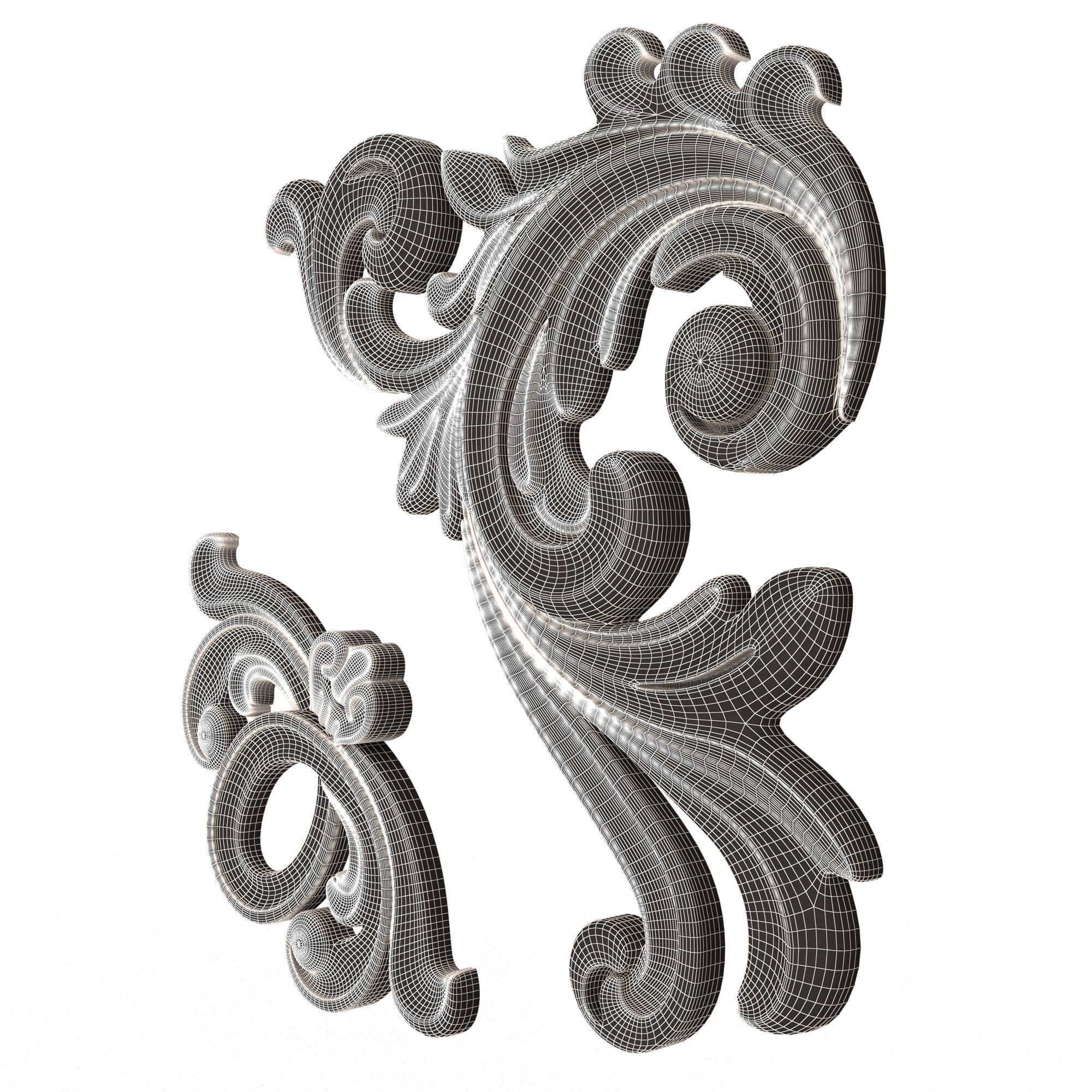 Corner Carved Plaster Molding Decoration 025 Low-poly 3D model_8