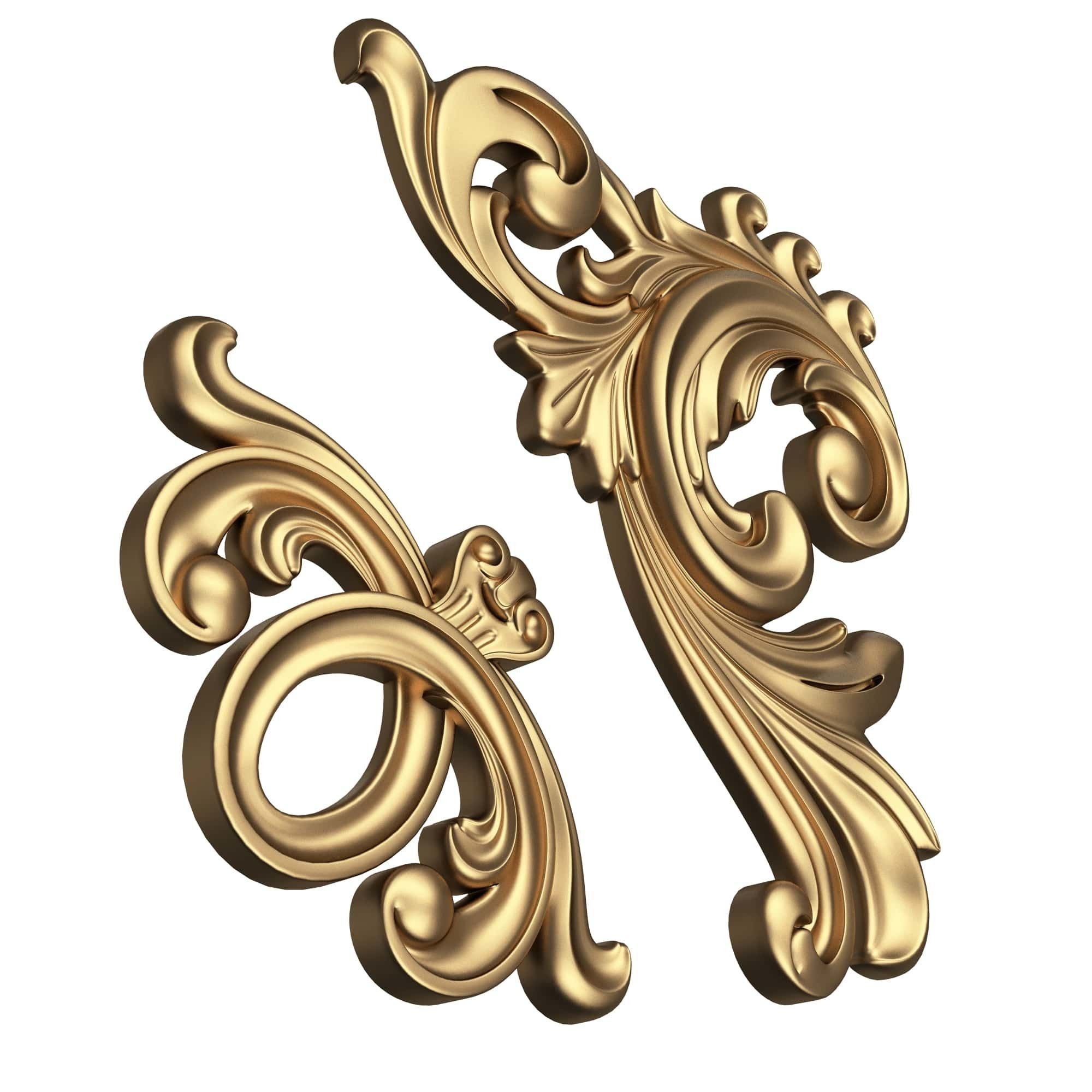 Corner Carved Plaster Molding Decoration 025 Low-poly 3D model_3