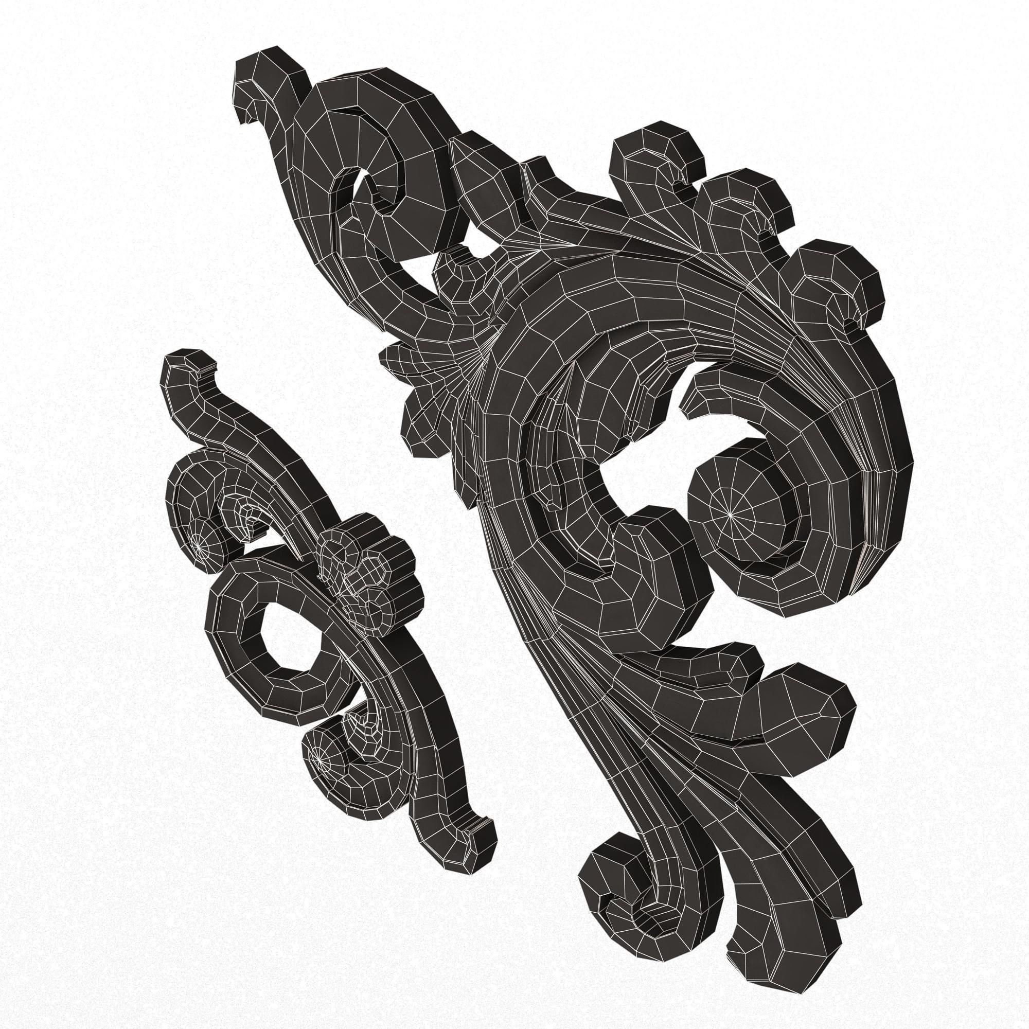 Corner Carved Plaster Molding Decoration 025 Low-poly 3D model_16