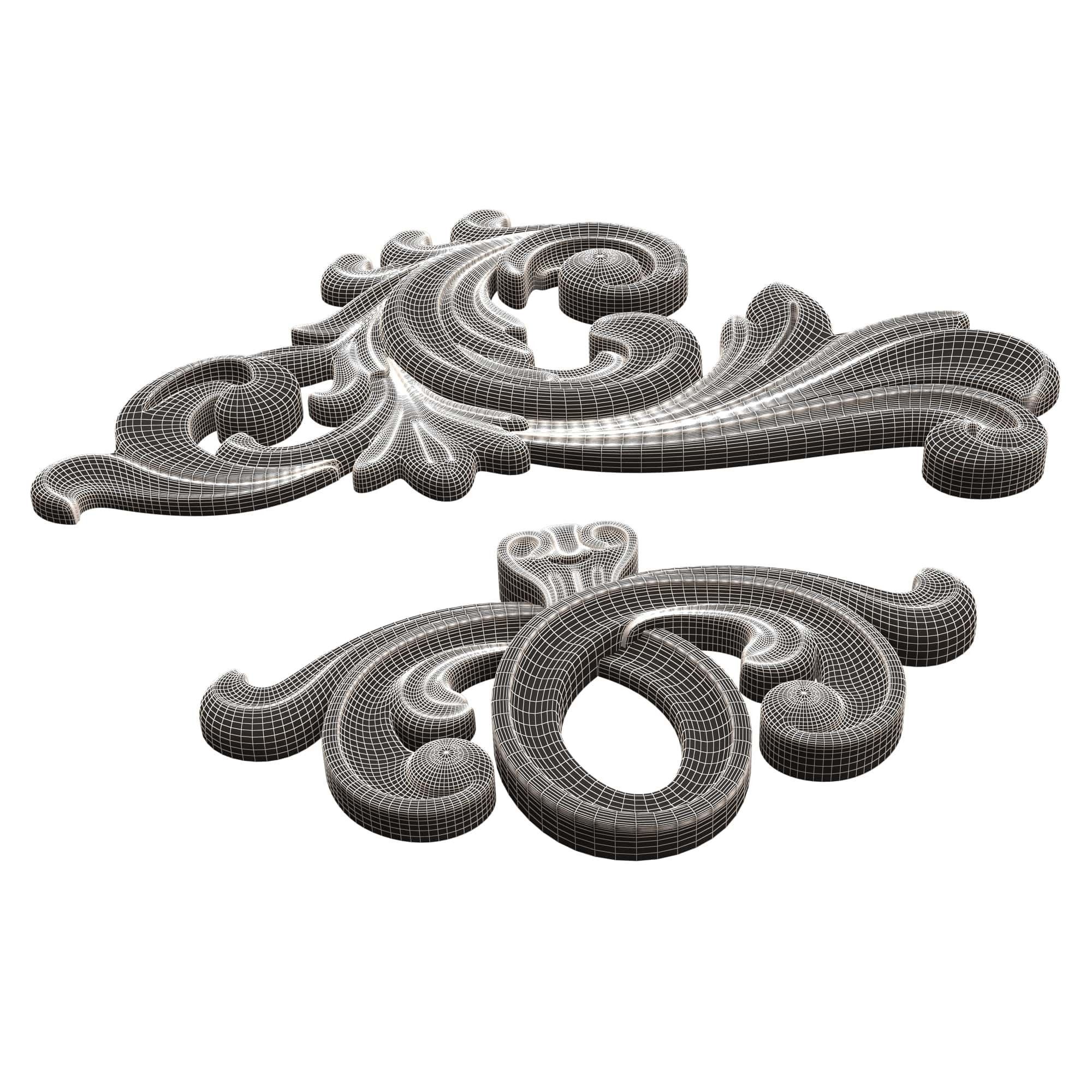 Corner Carved Plaster Molding Decoration 025 Low-poly 3D model_11