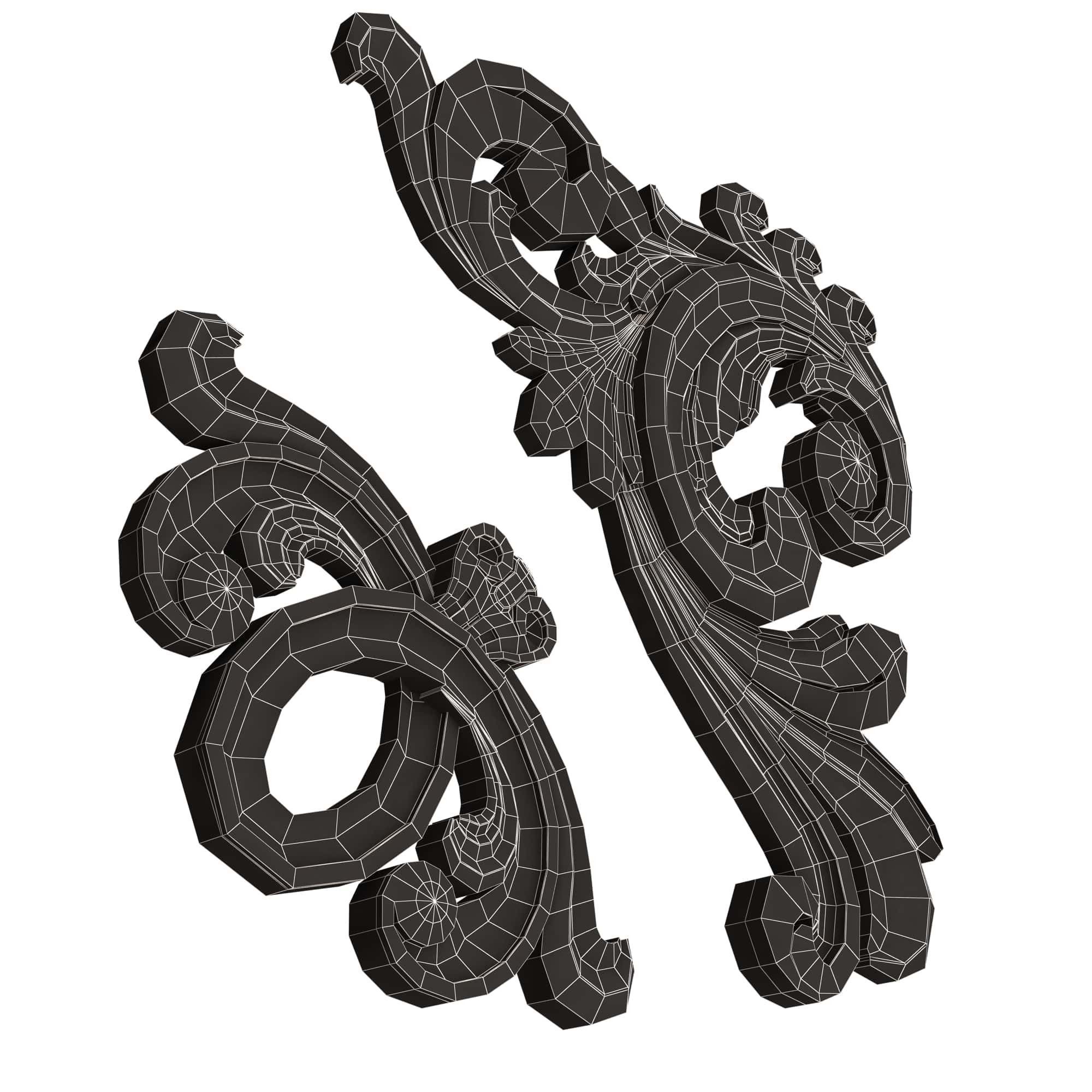 Corner Carved Plaster Molding Decoration 025 Low-poly 3D model_15