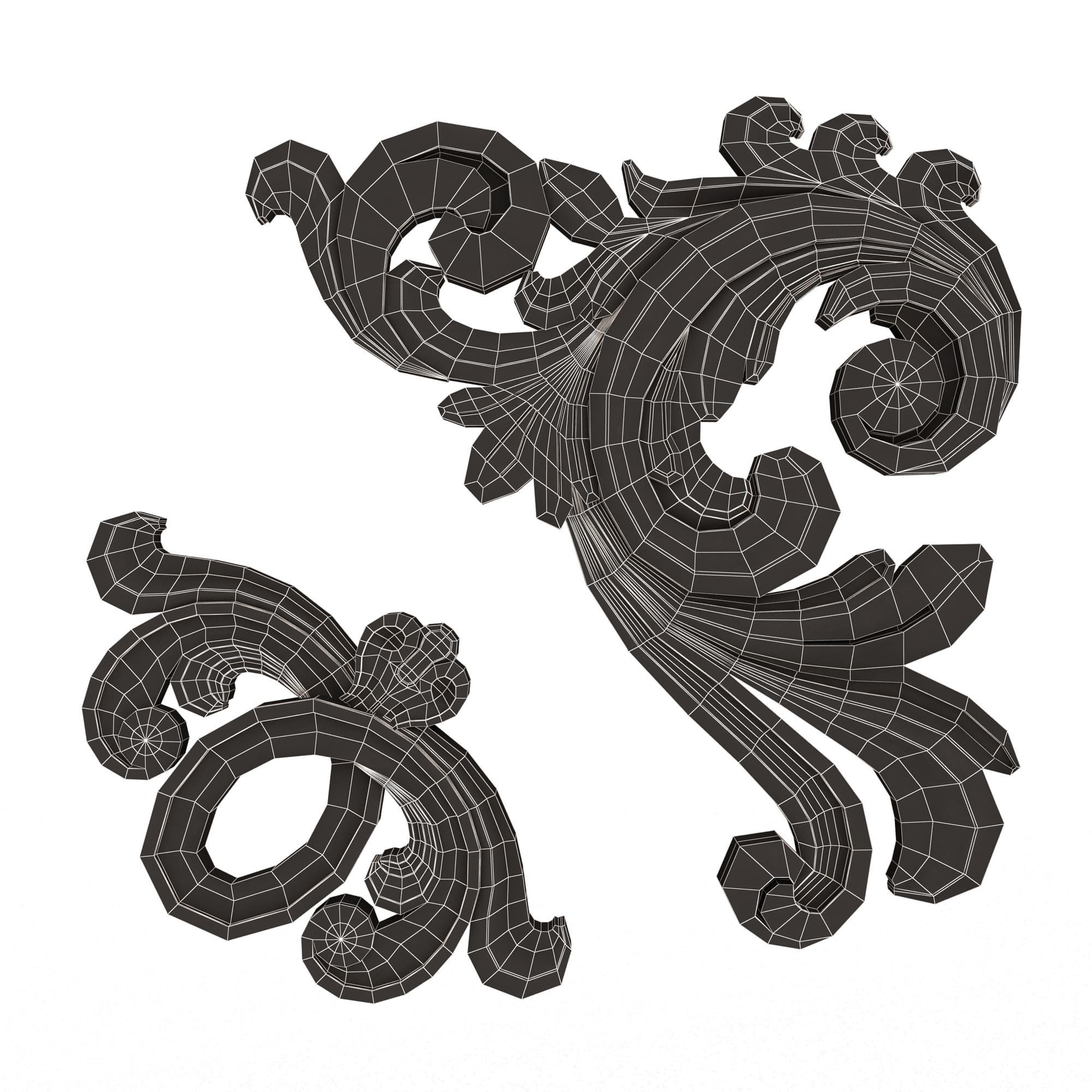 Corner Carved Plaster Molding Decoration 025 Low-poly 3D model_12