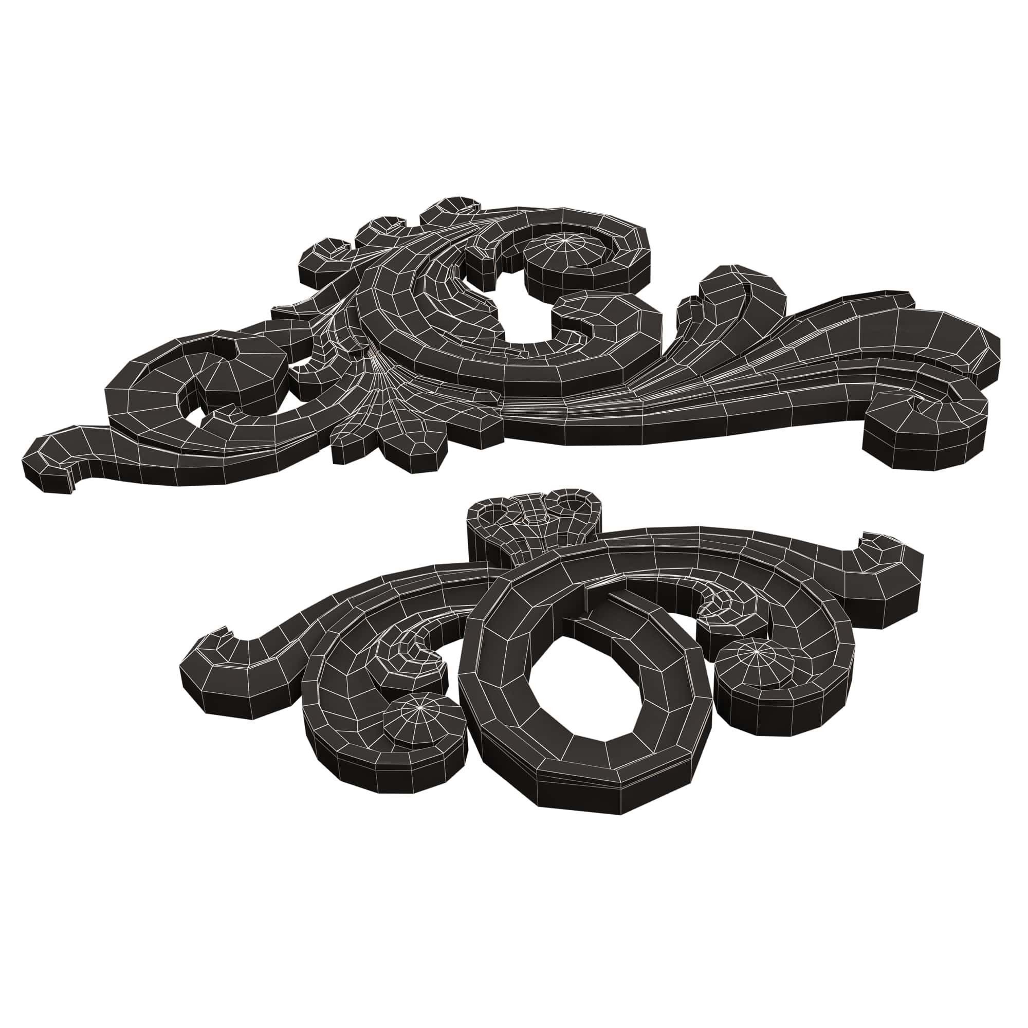 Corner Carved Plaster Molding Decoration 025 Low-poly 3D model_17