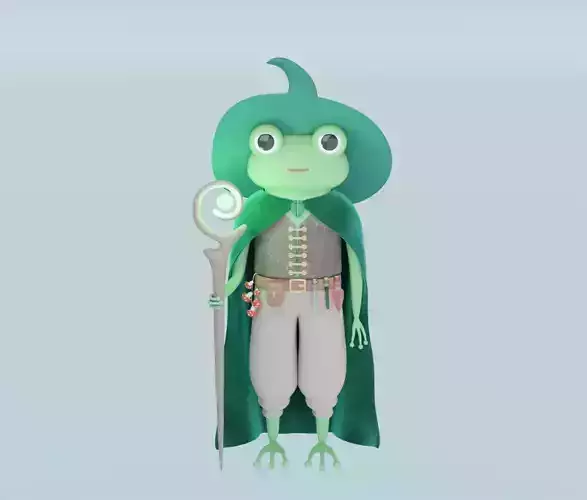 Cartoon character - Druid frog 3D model