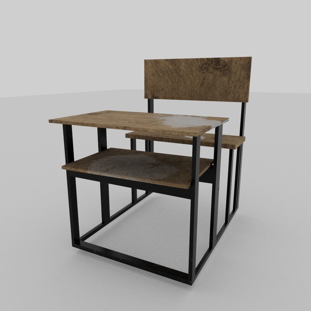 School disk old  Low-poly 3D model_2