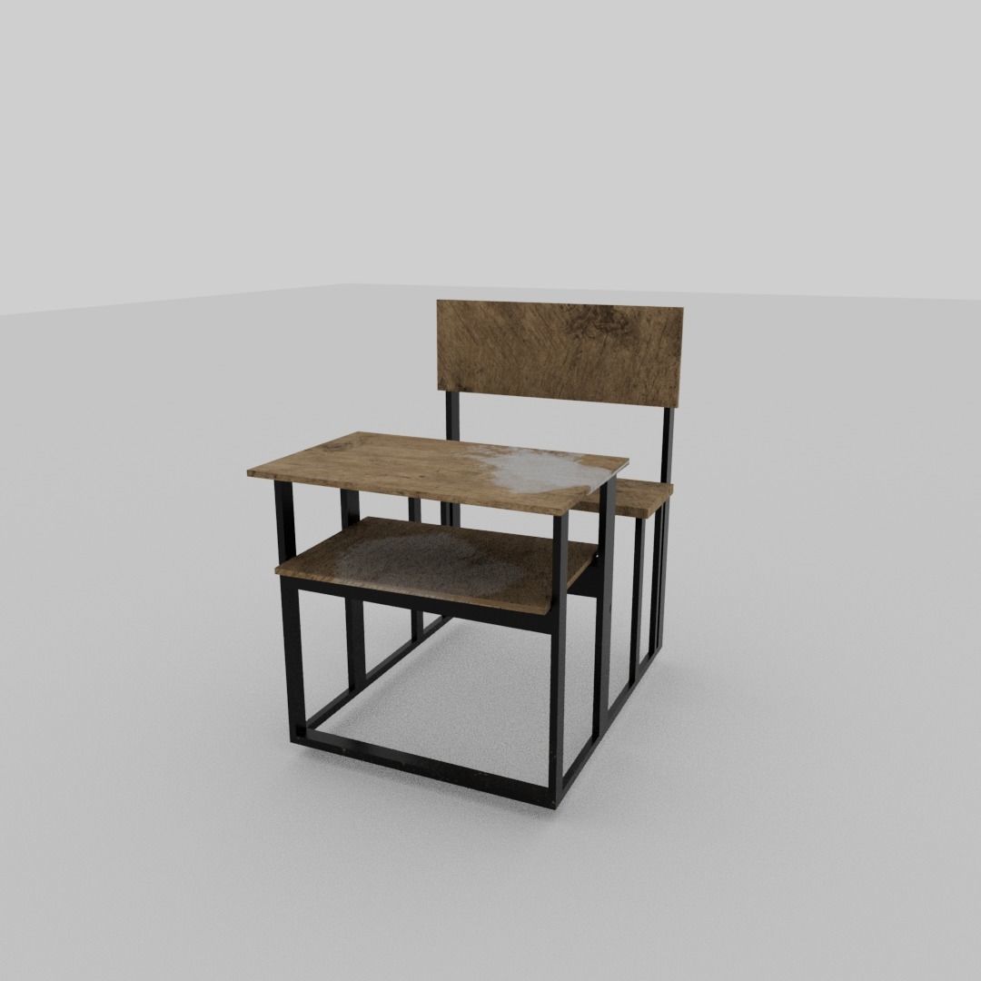 School disk old  Low-poly 3D model_1