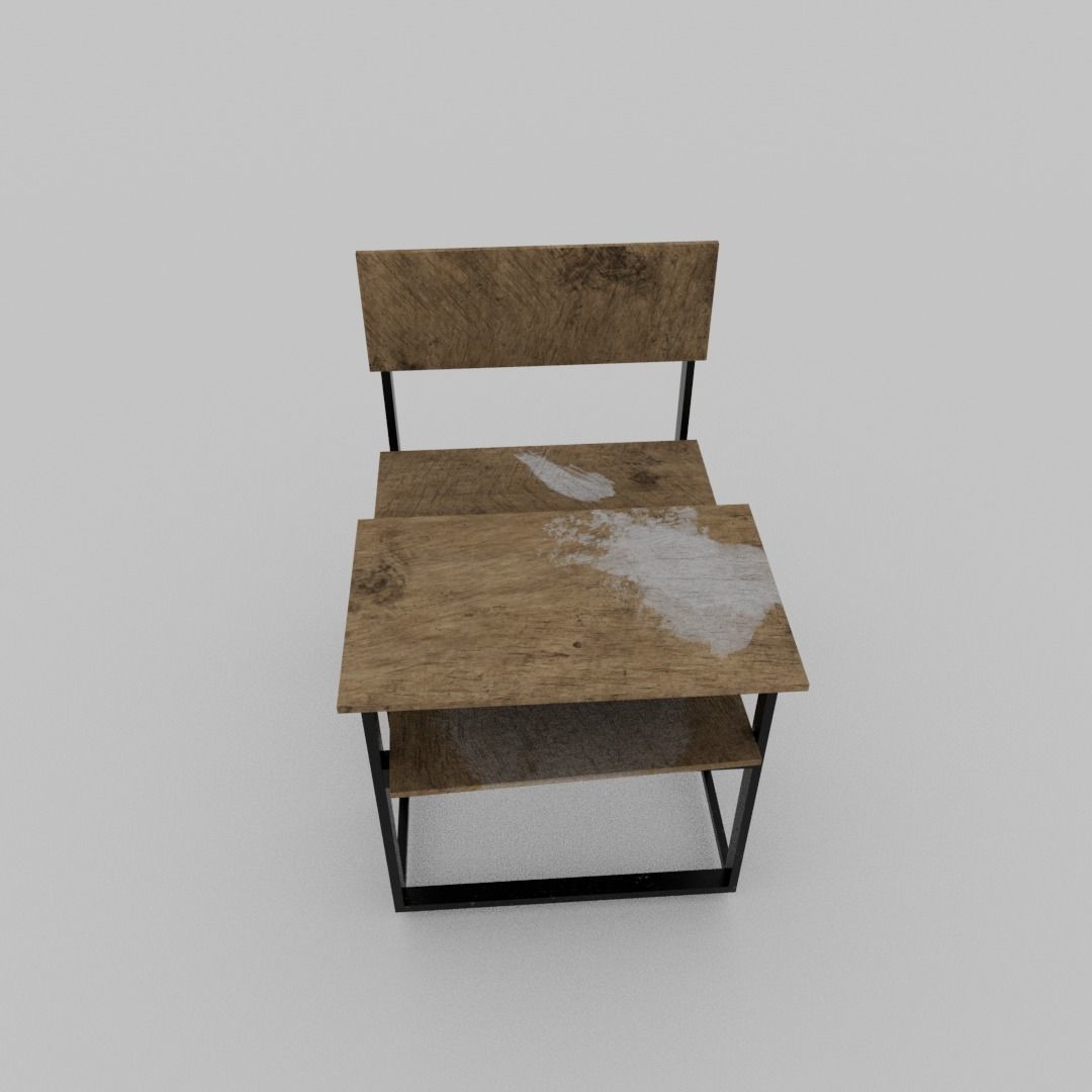 School disk old  Low-poly 3D model_3