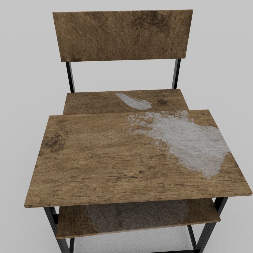 School disk old  Low-poly 3D model_4