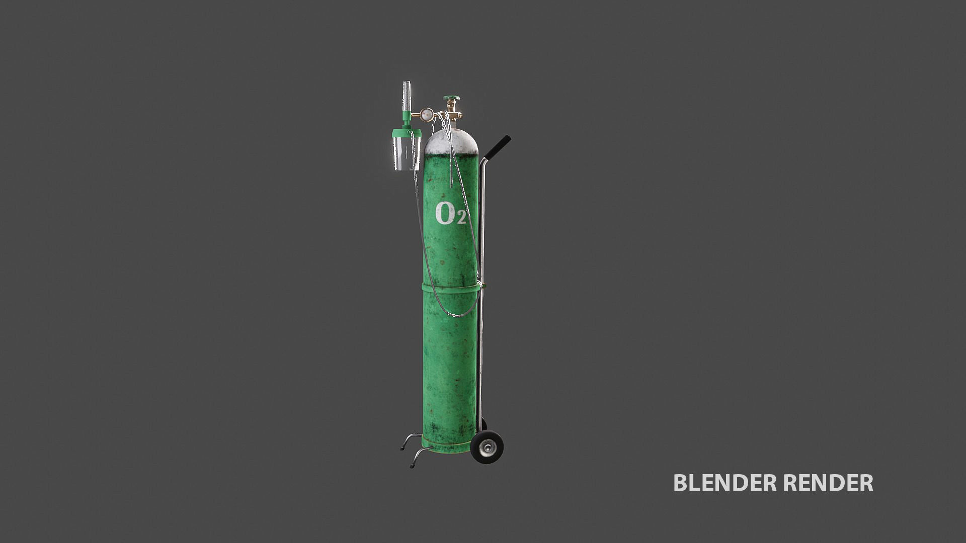 Oxygen gas tank Low-poly 3D model_12