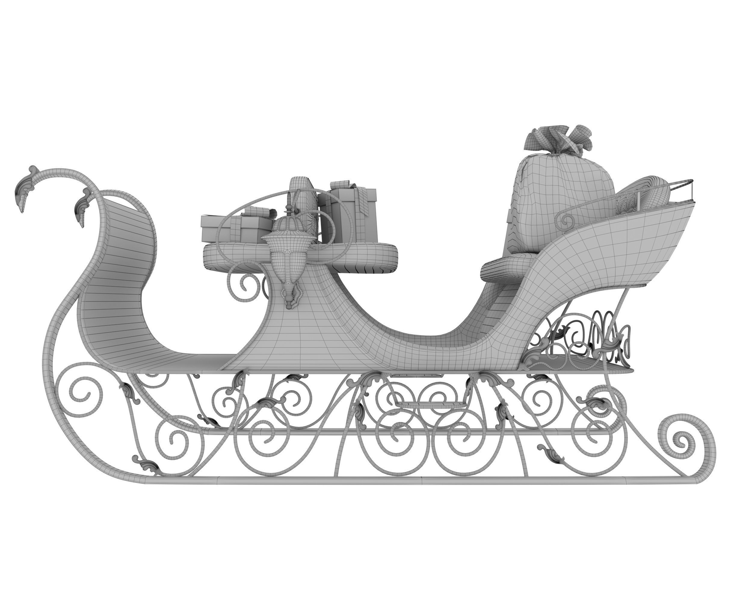 Santas sleigh 3D model_10