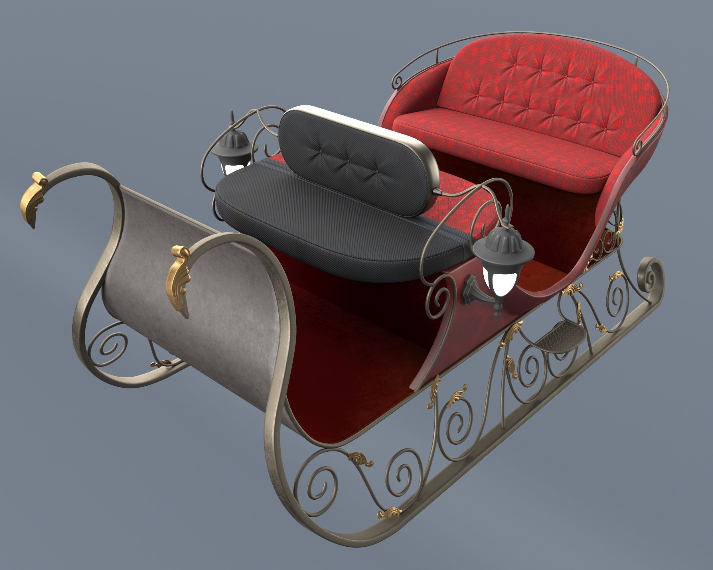 Santas sleigh 3D model_2
