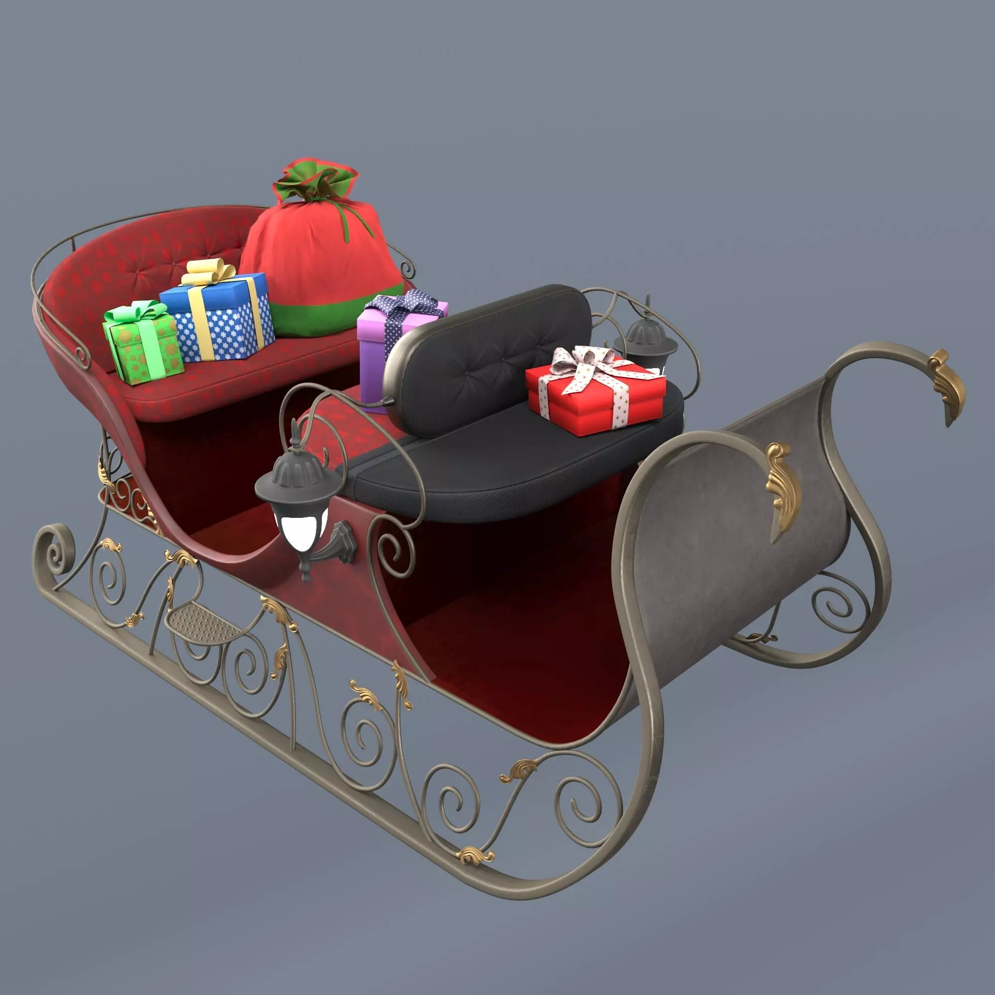 Santas sleigh 3D model_0
