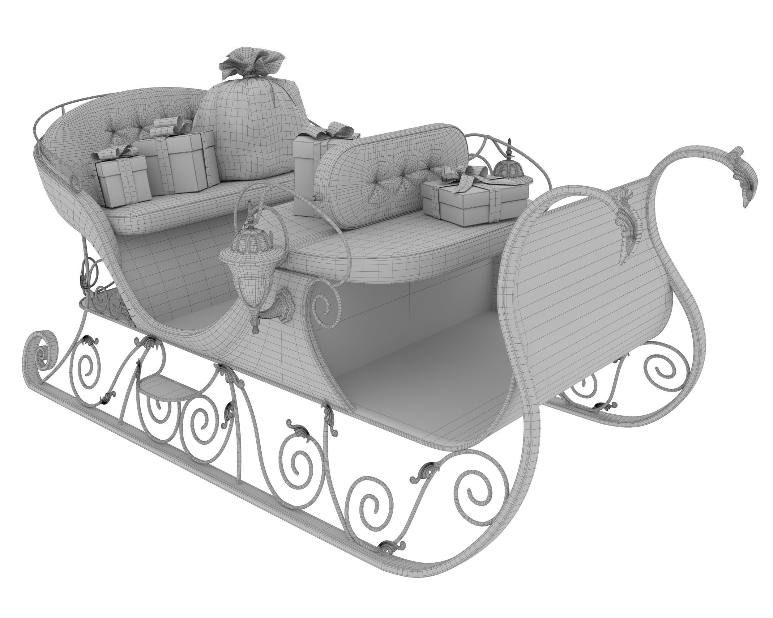 Santas sleigh 3D model_8