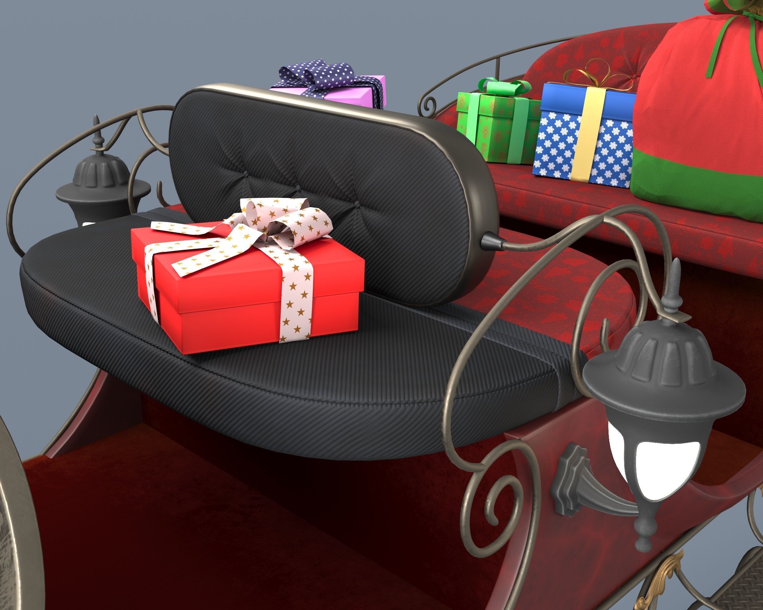 Santas sleigh 3D model_6