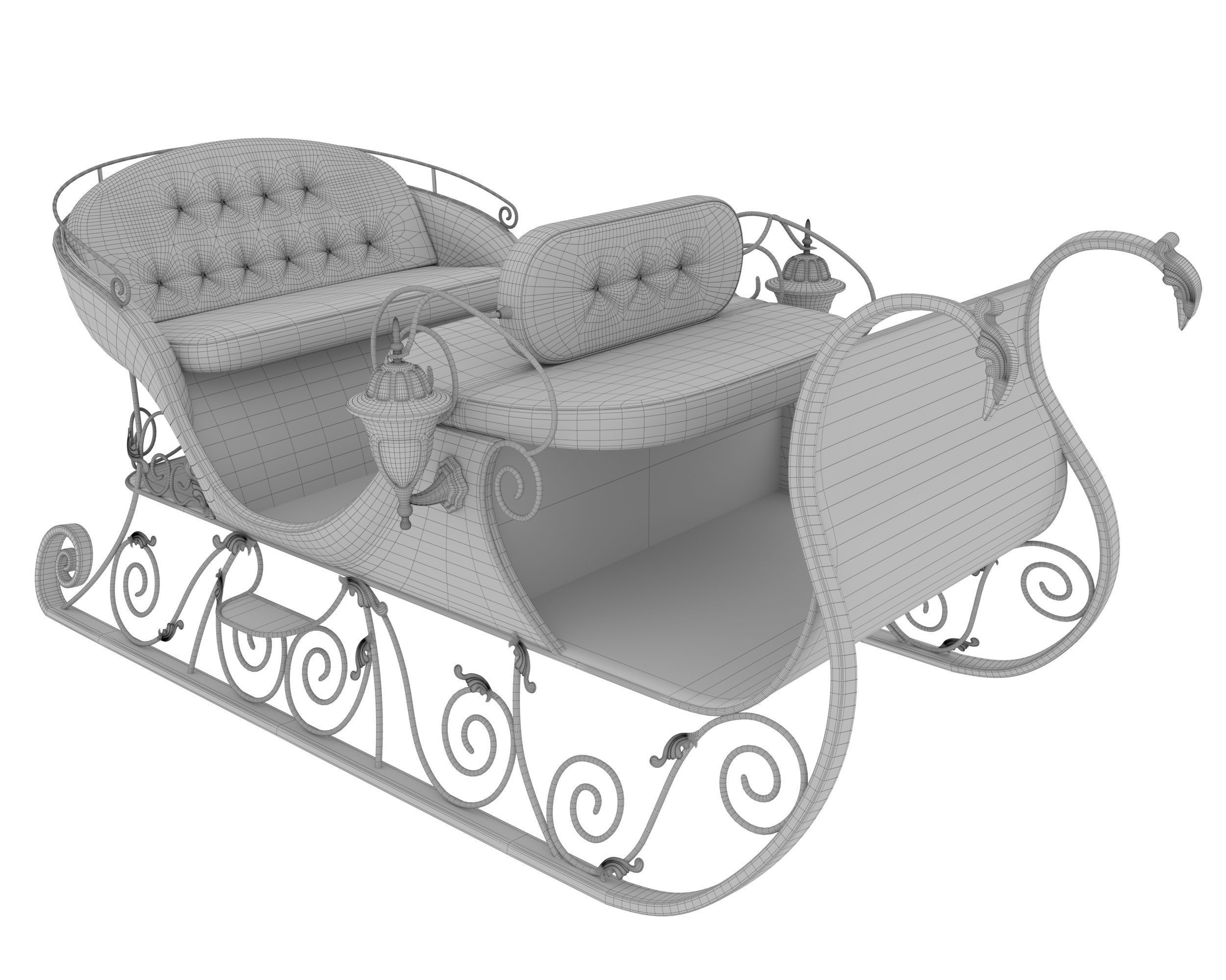Santas sleigh 3D model_9