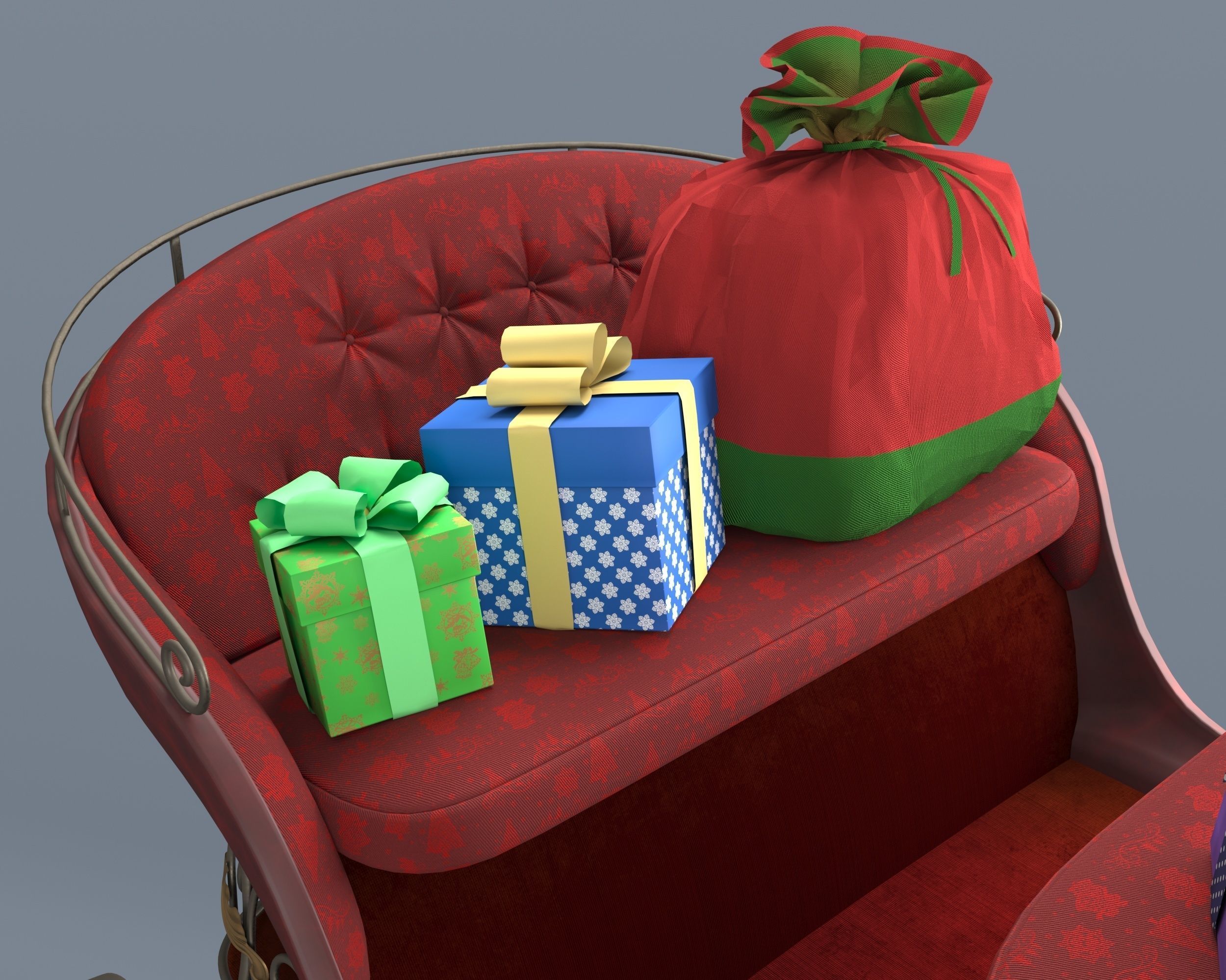 Santas sleigh 3D model_7
