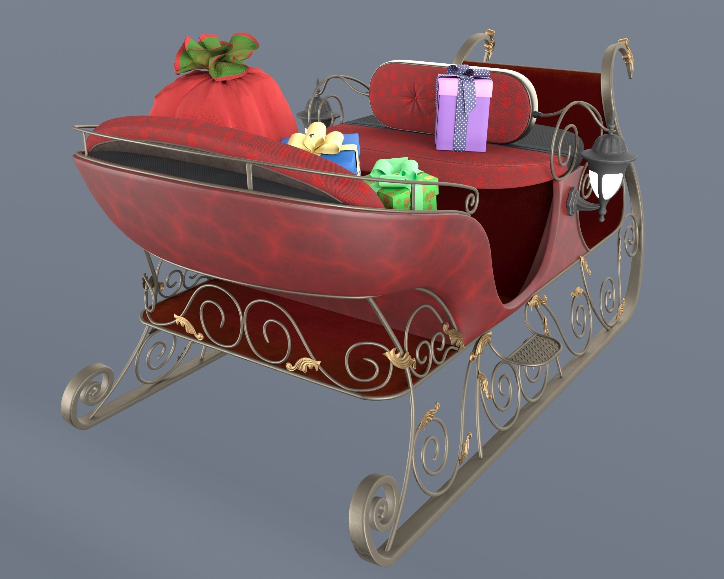 Santas sleigh 3D model_4