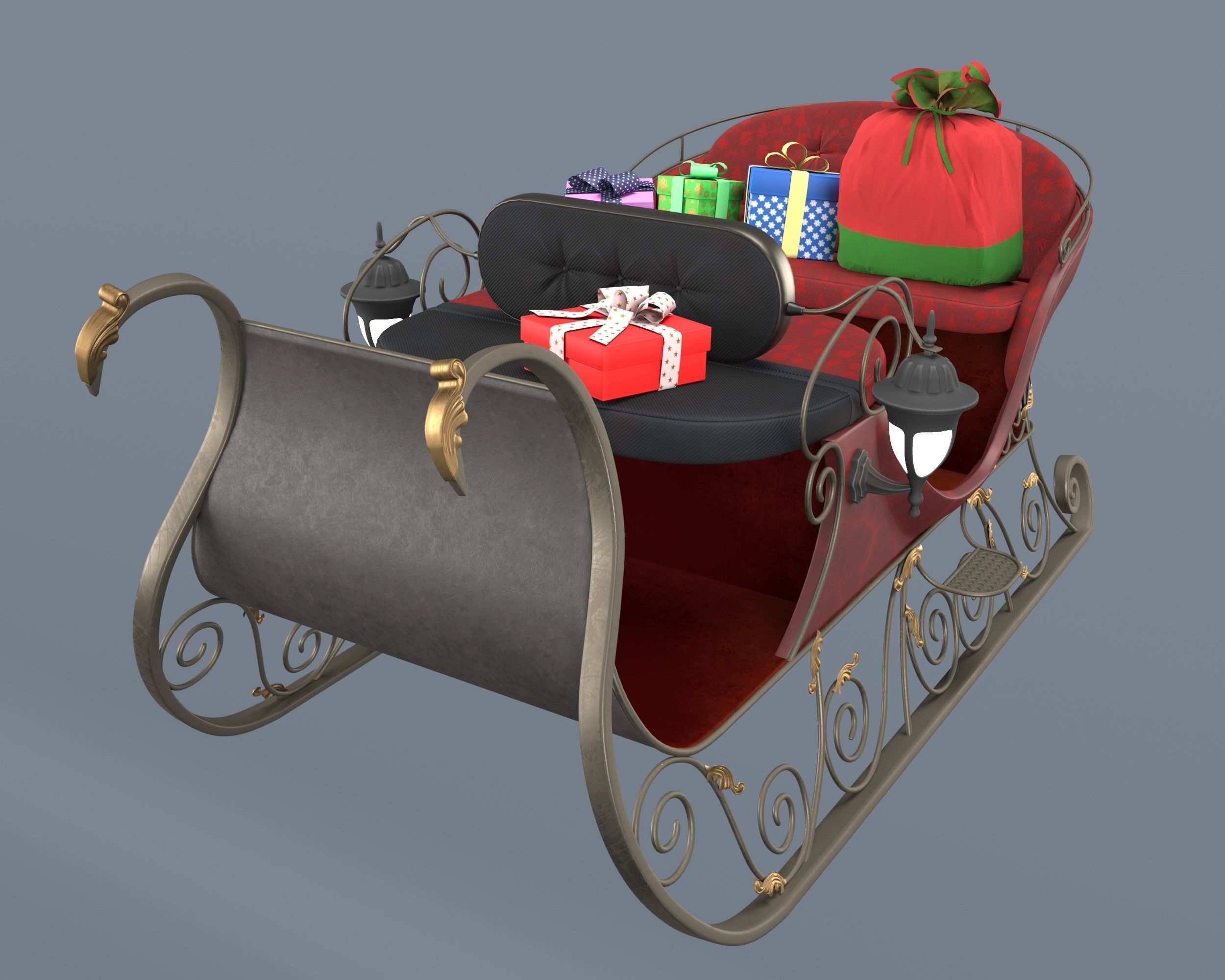 Santas sleigh 3D model_1
