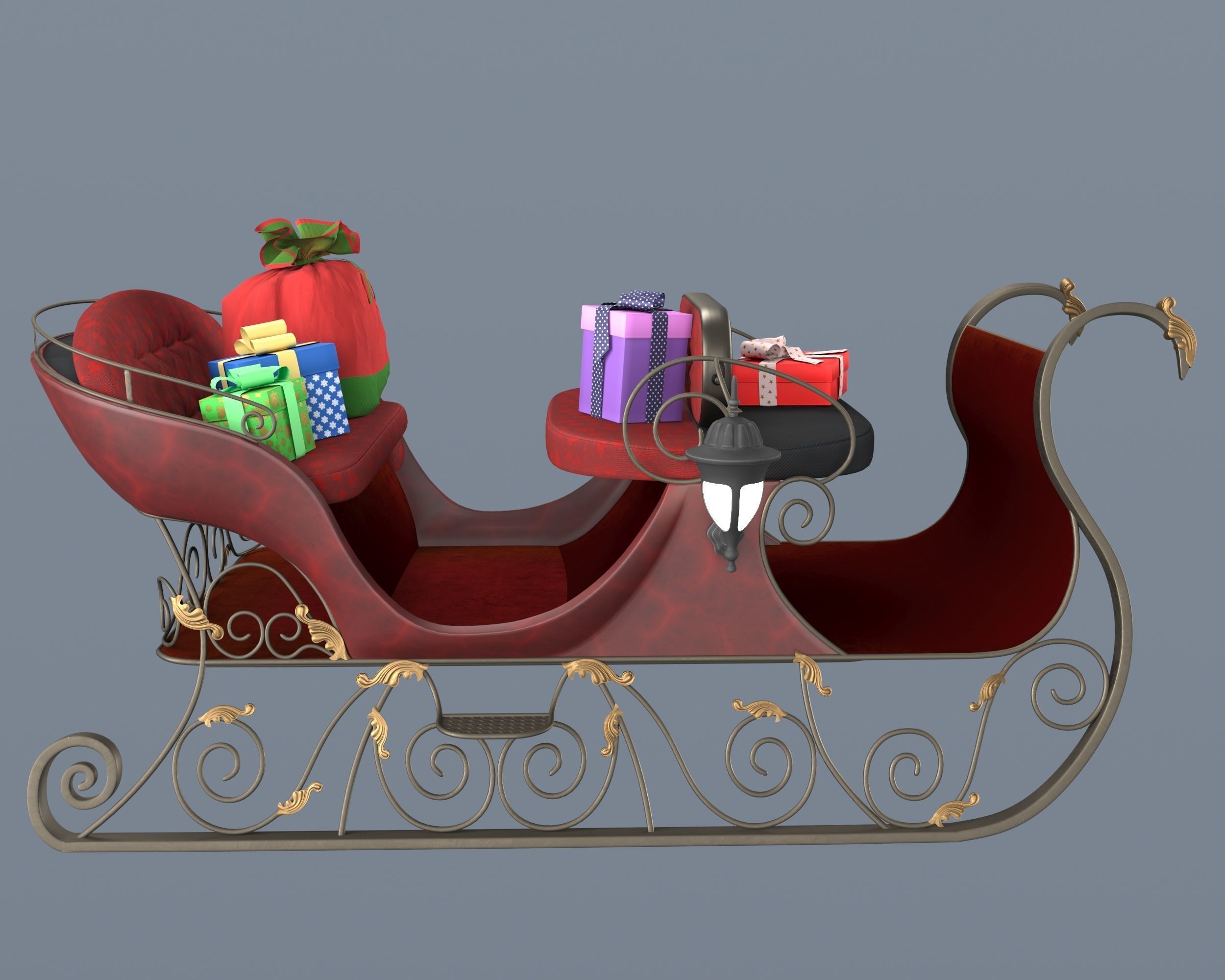 Santas sleigh 3D model_3
