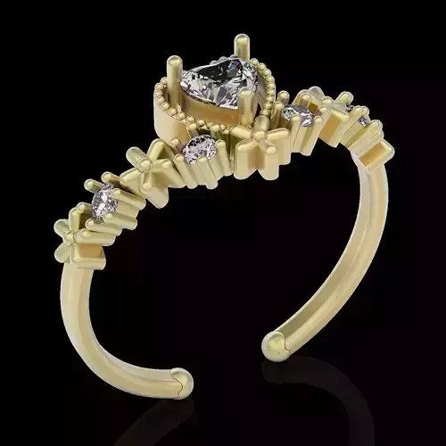 Lux heart ring silver gold jewelry printable 3D model