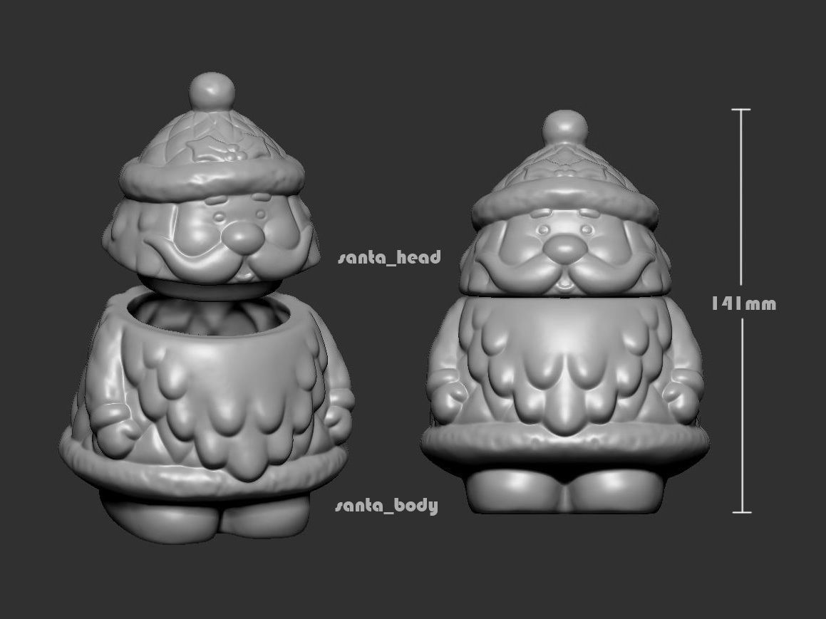 Santa Claus Sugar Bowl 3D print model_1