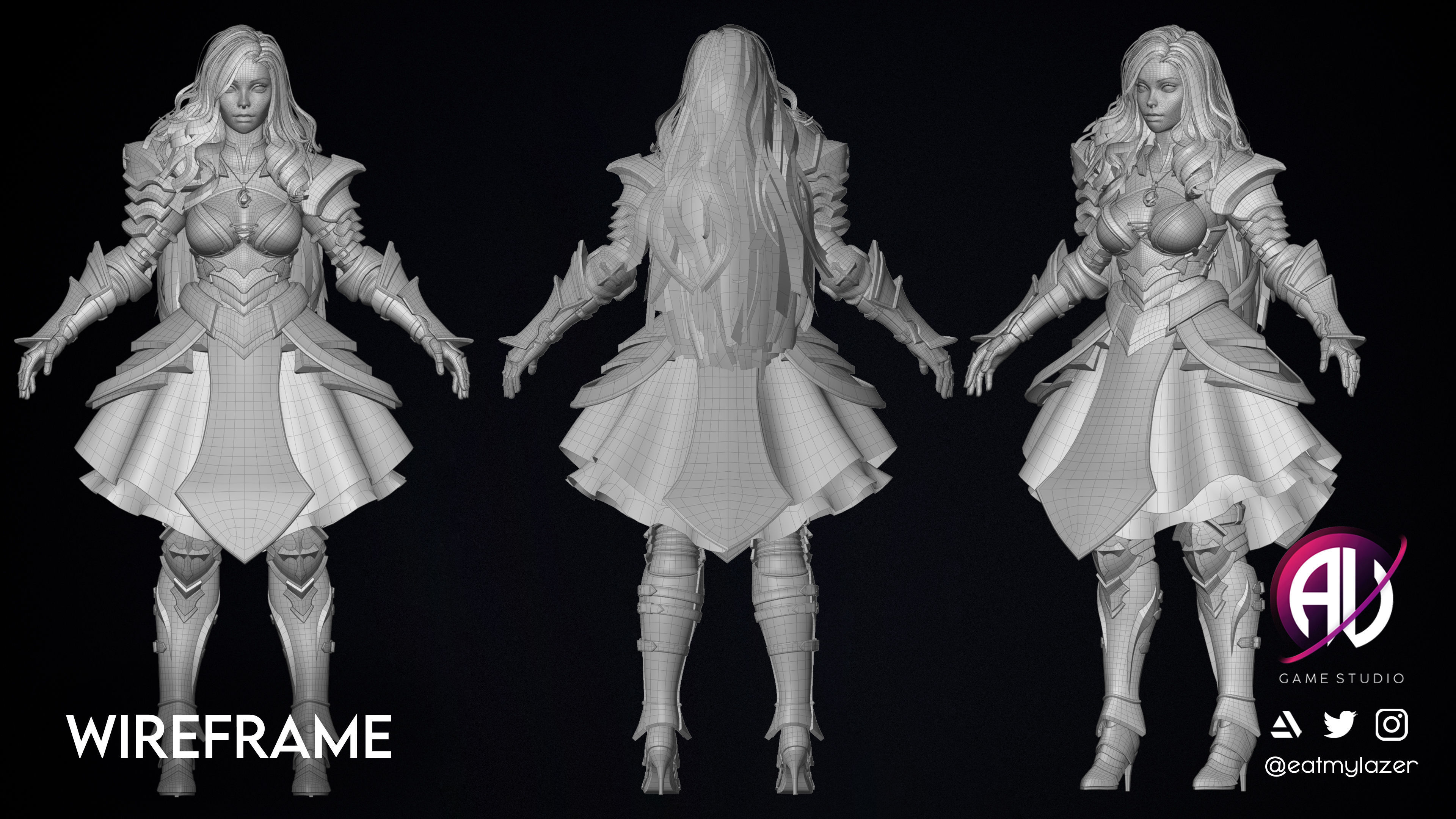 Female Modular Knight - Beatrice Low-poly 3D model_9