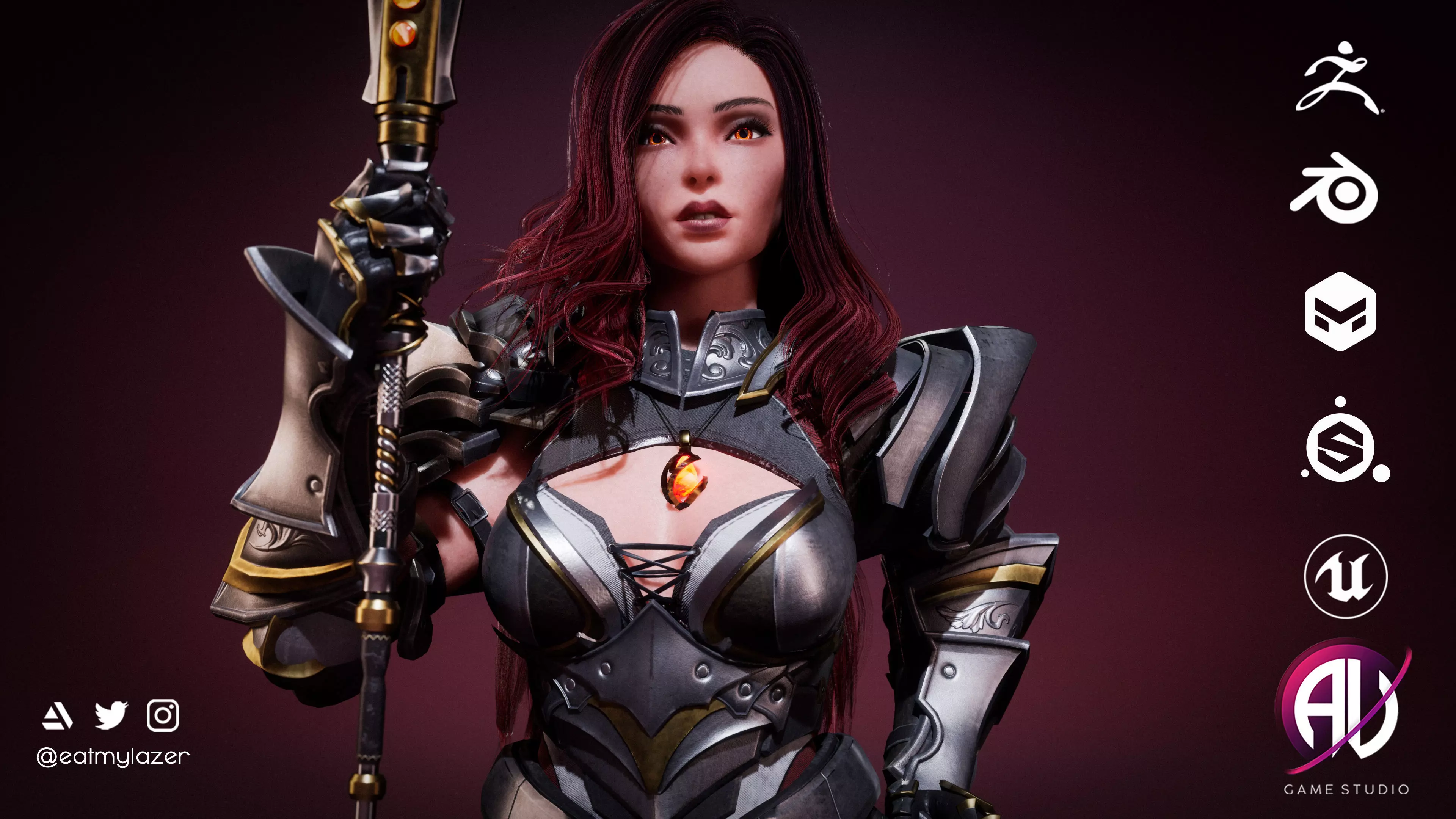 Female Modular Knight - Beatrice Low-poly 3D model_0