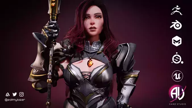 Female Modular Knight - Beatrice Low-poly 3D model