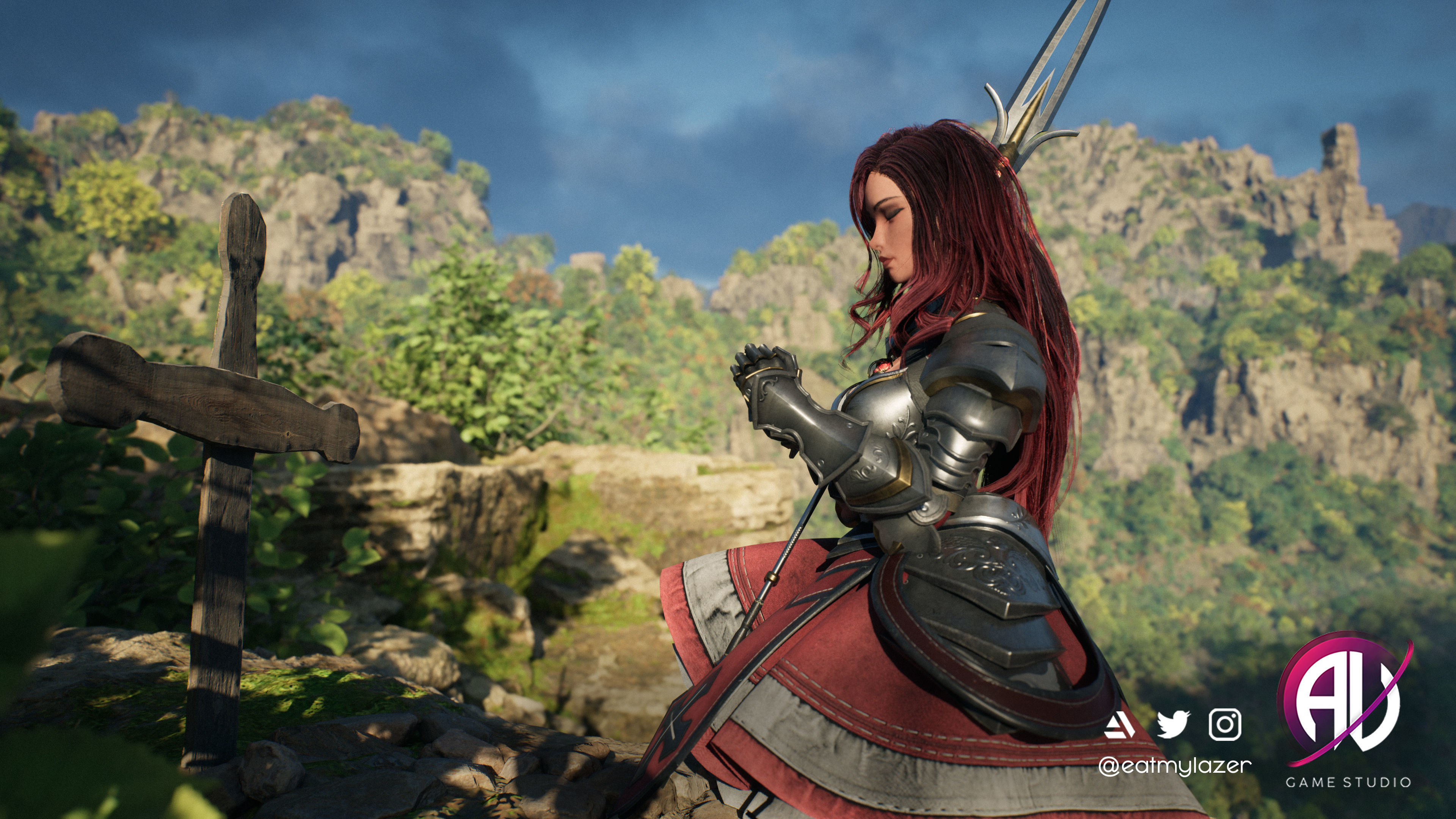 Female Modular Knight - Beatrice Low-poly 3D model_3