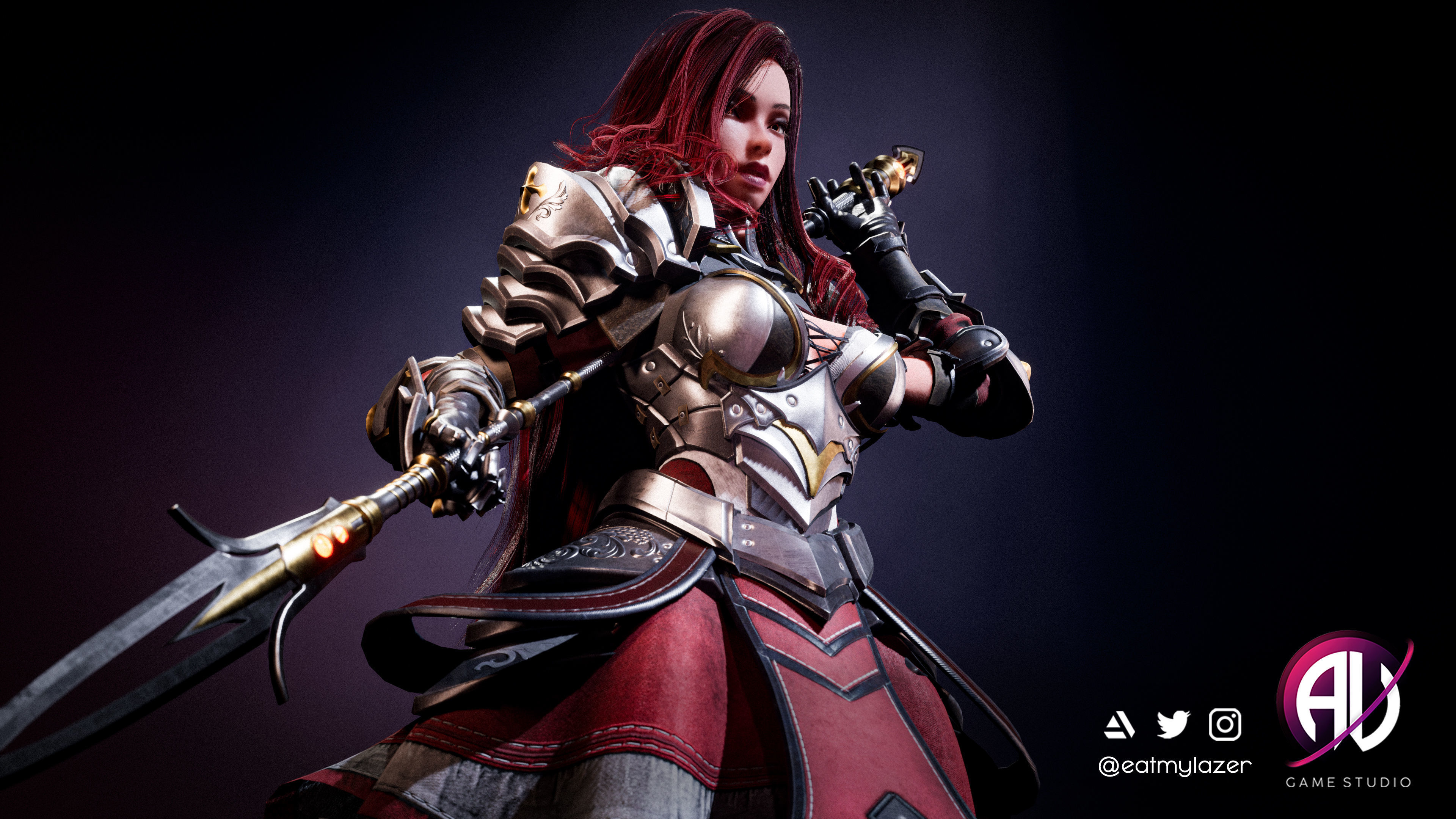 Female Modular Knight - Beatrice Low-poly 3D model_2