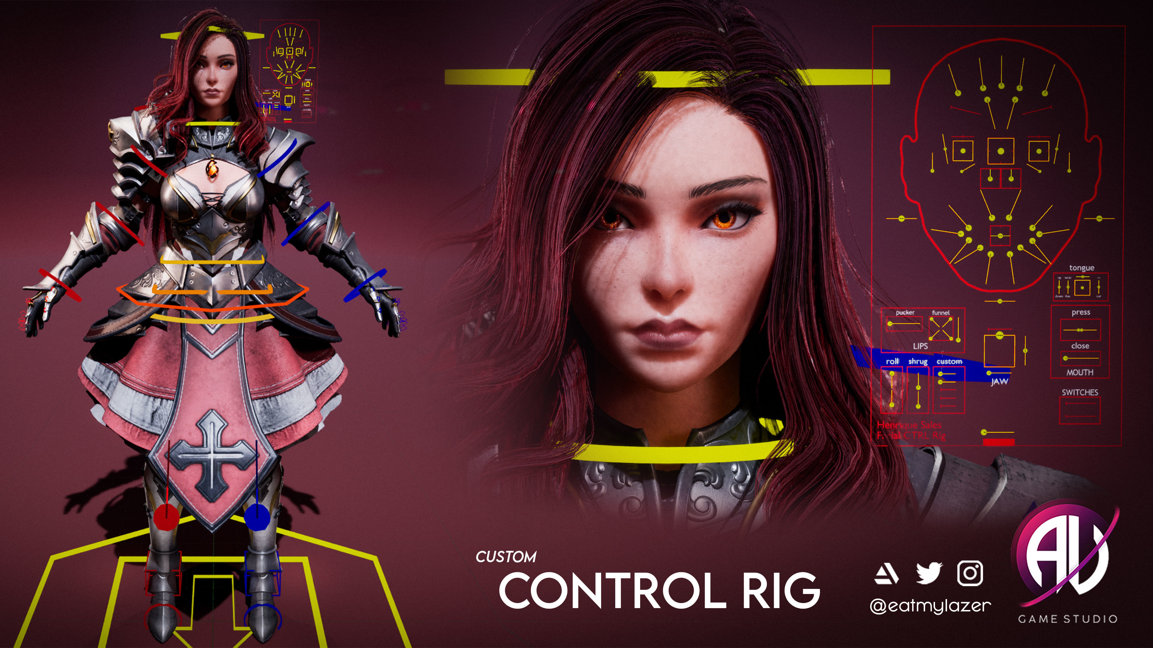 Female Modular Knight - Beatrice Low-poly 3D model_7