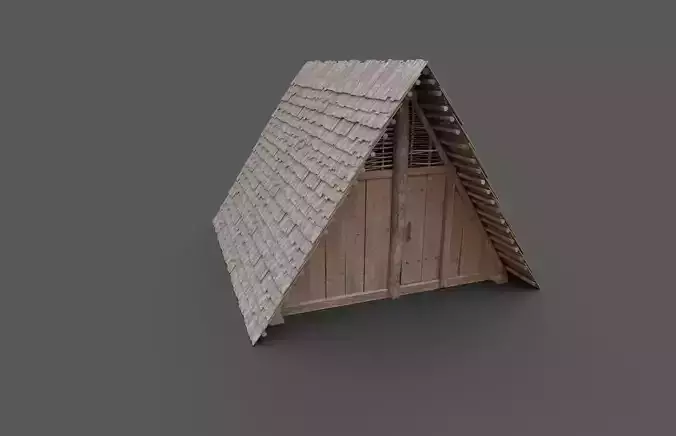 Enterable medieval pit house Low-poly 3D model