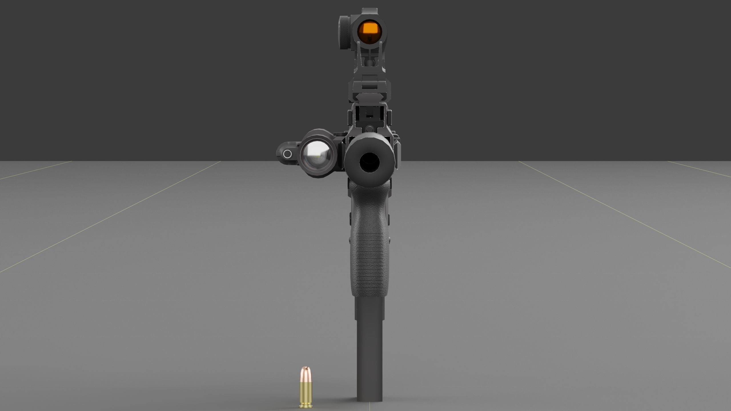 B and T APC PRO 9mm with suppressor and Surefire x400rv Low-poly 3D model_23